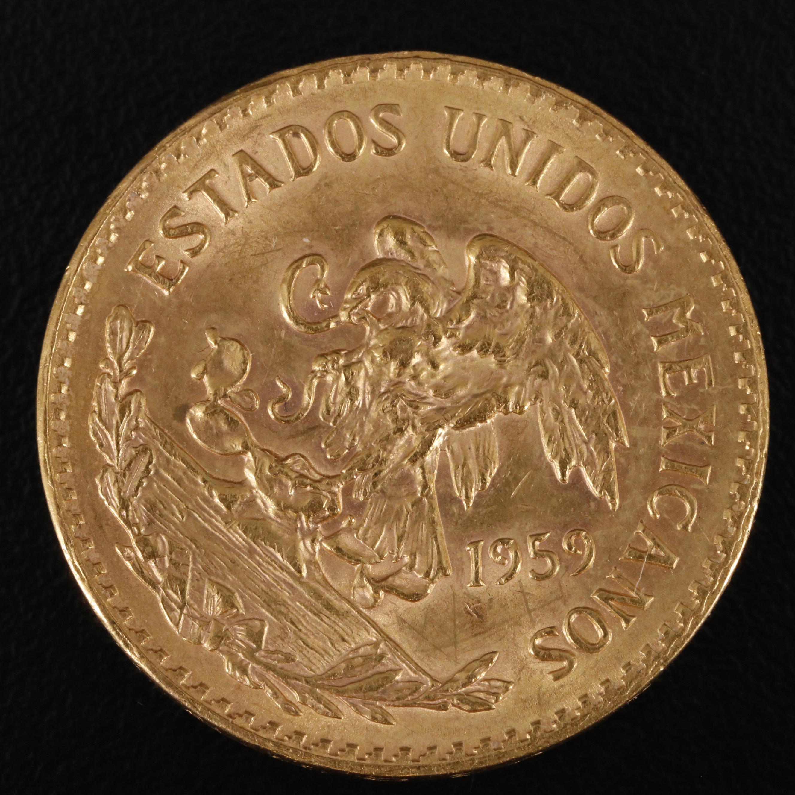 1959 Mexico Twenty Pesos Gold Coin