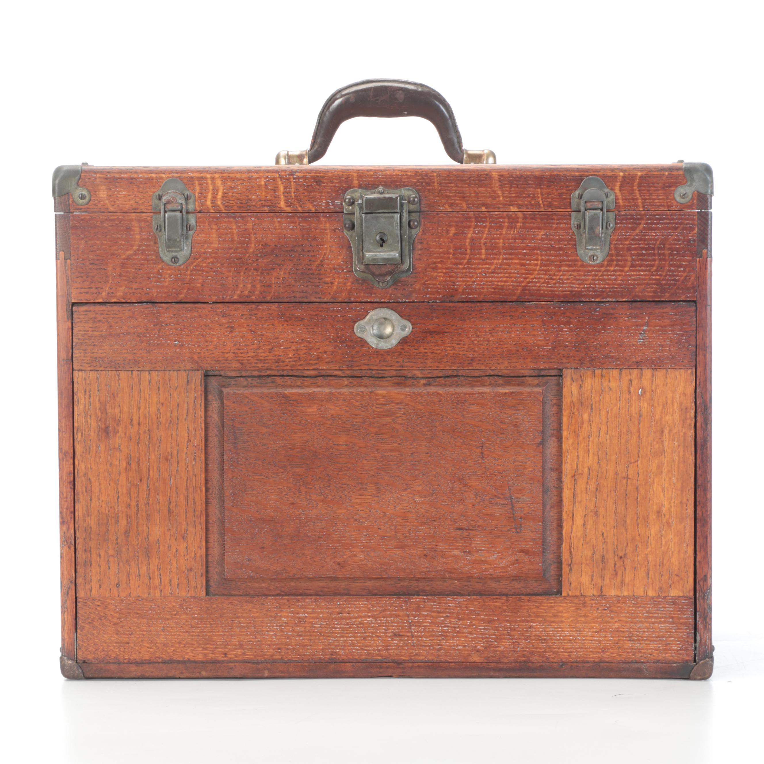 H. Gerstner & Sons Quartersawn Oak Machinist's Chest, 20th Century