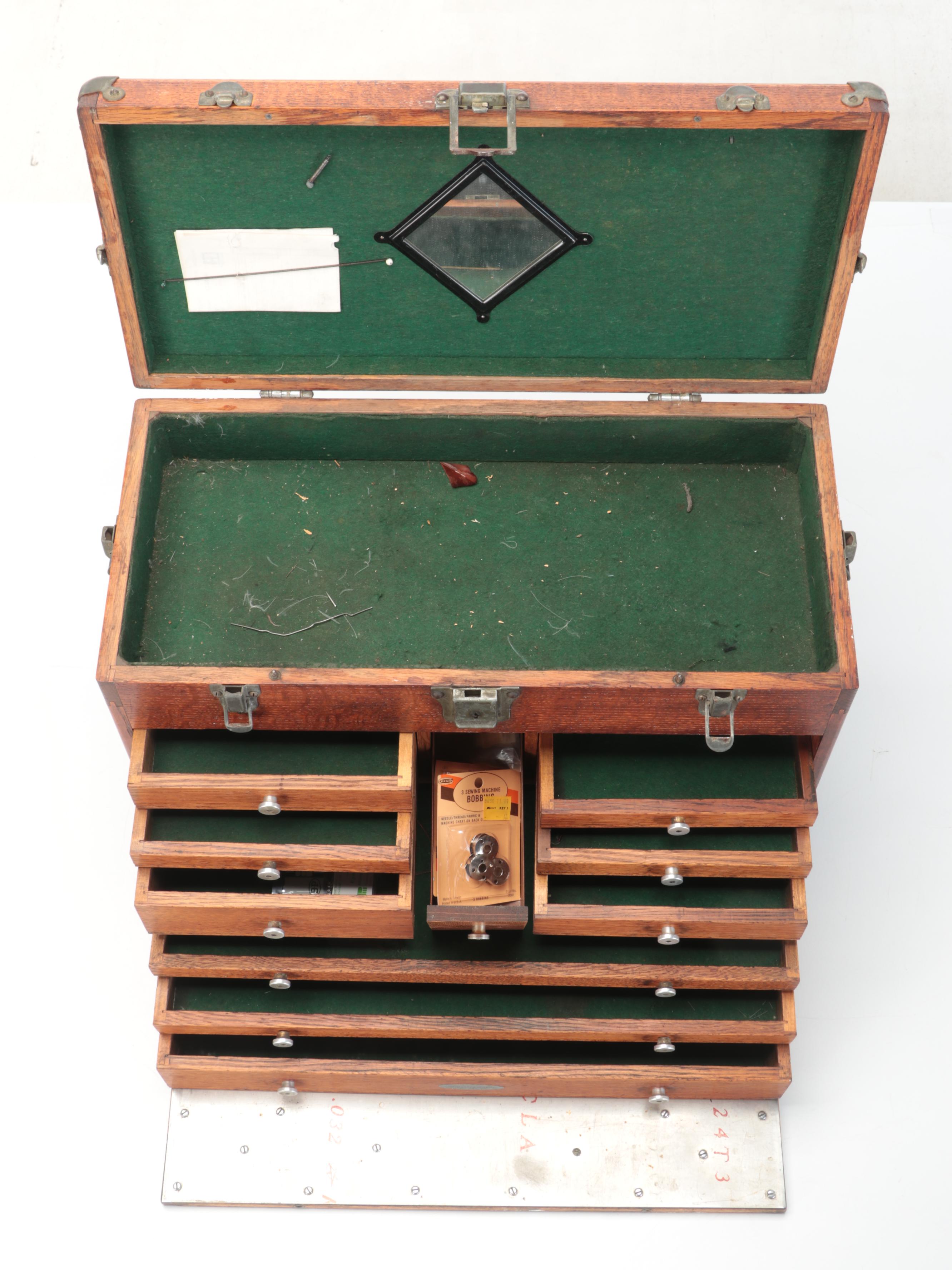 H. Gerstner & Sons Quartersawn Oak Machinist's Chest, 20th Century