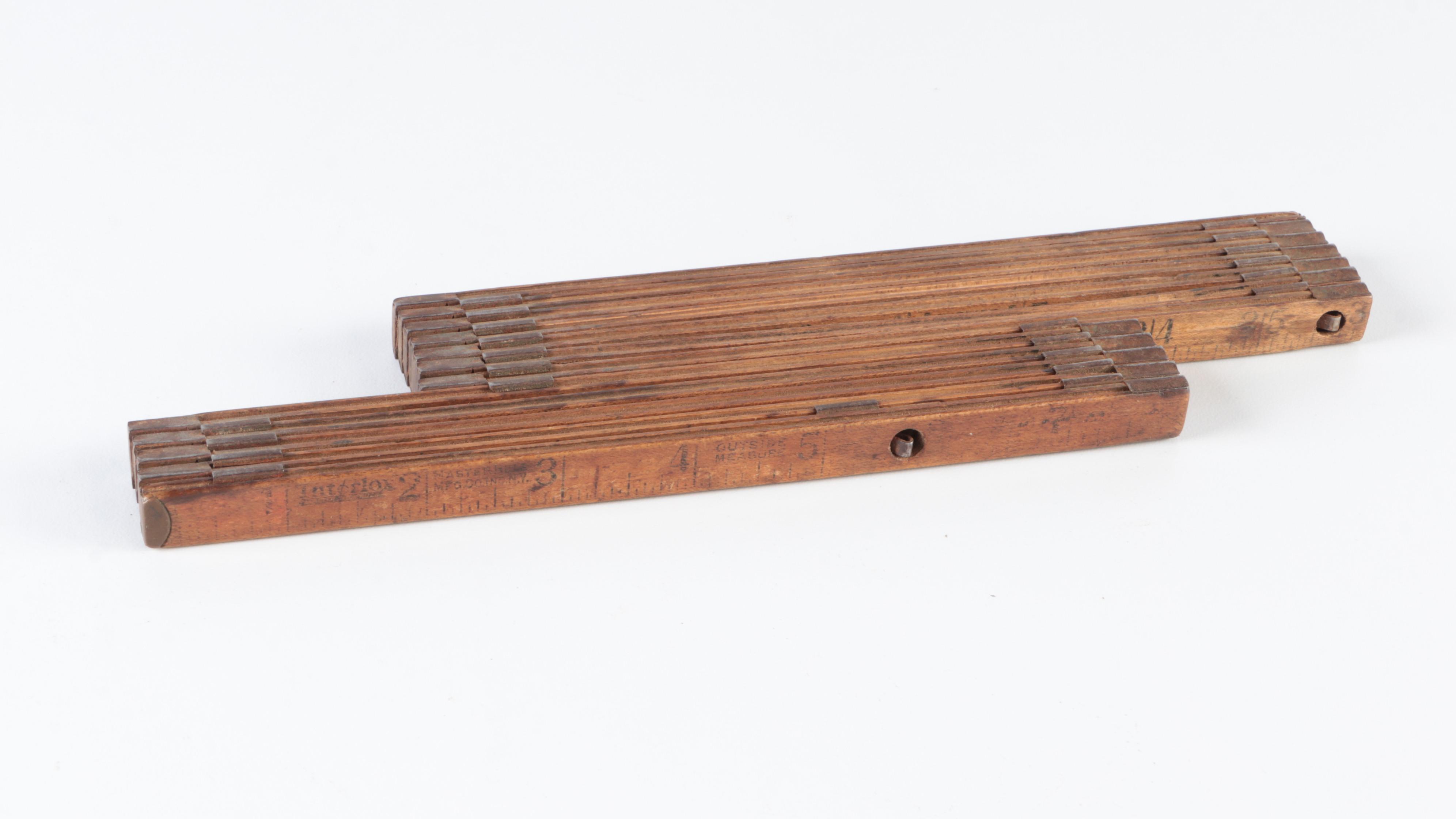Master Rule Manufacturing Co. Folding Wood Rulers with Lufkin Caliper Rule