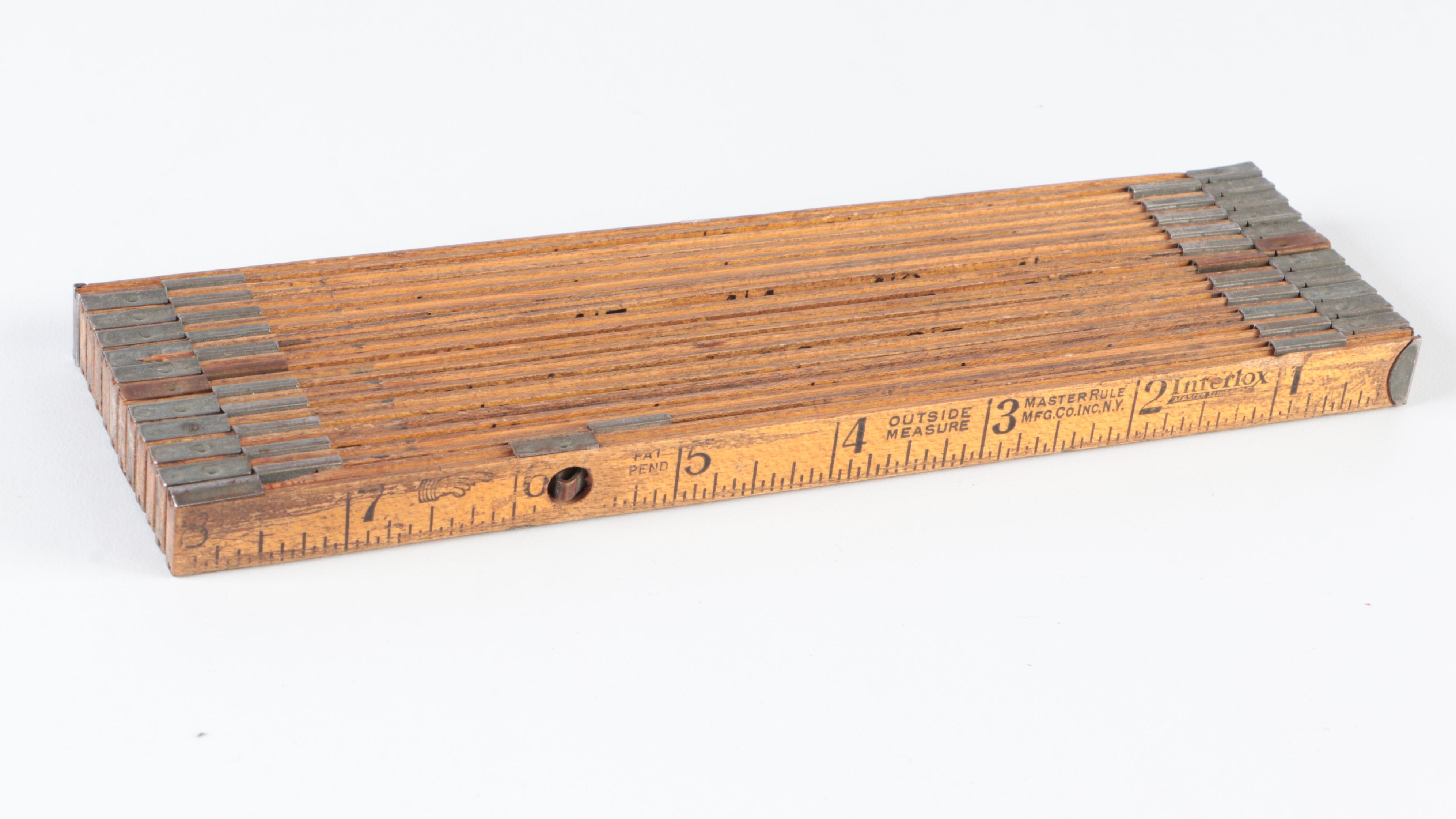 Master Rule Manufacturing Co. Folding Wood Rulers with Lufkin Caliper Rule