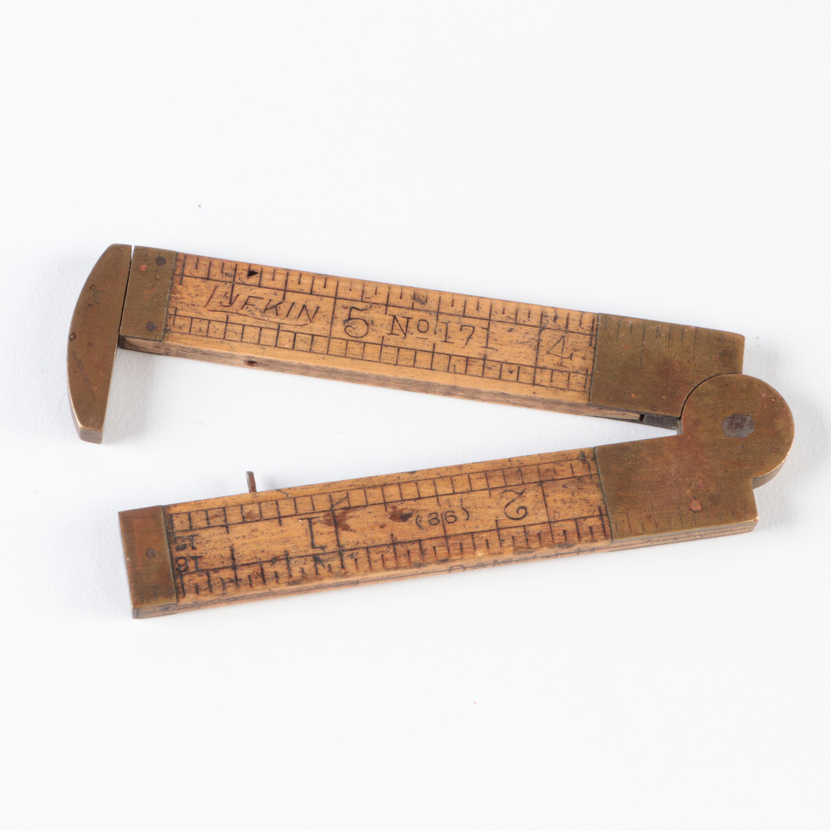Master Rule Manufacturing Co. Folding Wood Rulers with Lufkin Caliper Rule