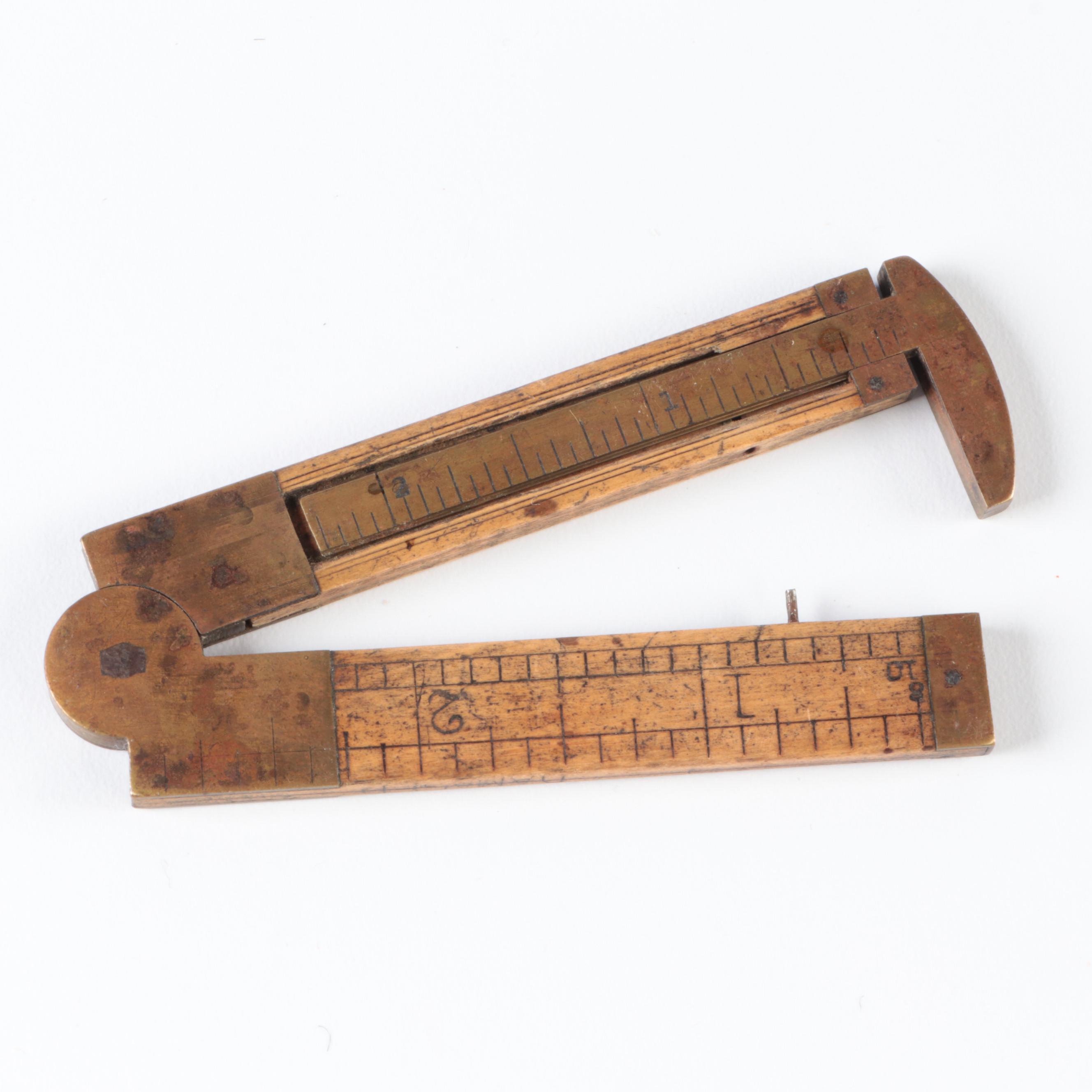 Master Rule Manufacturing Co. Folding Wood Rulers with Lufkin Caliper Rule