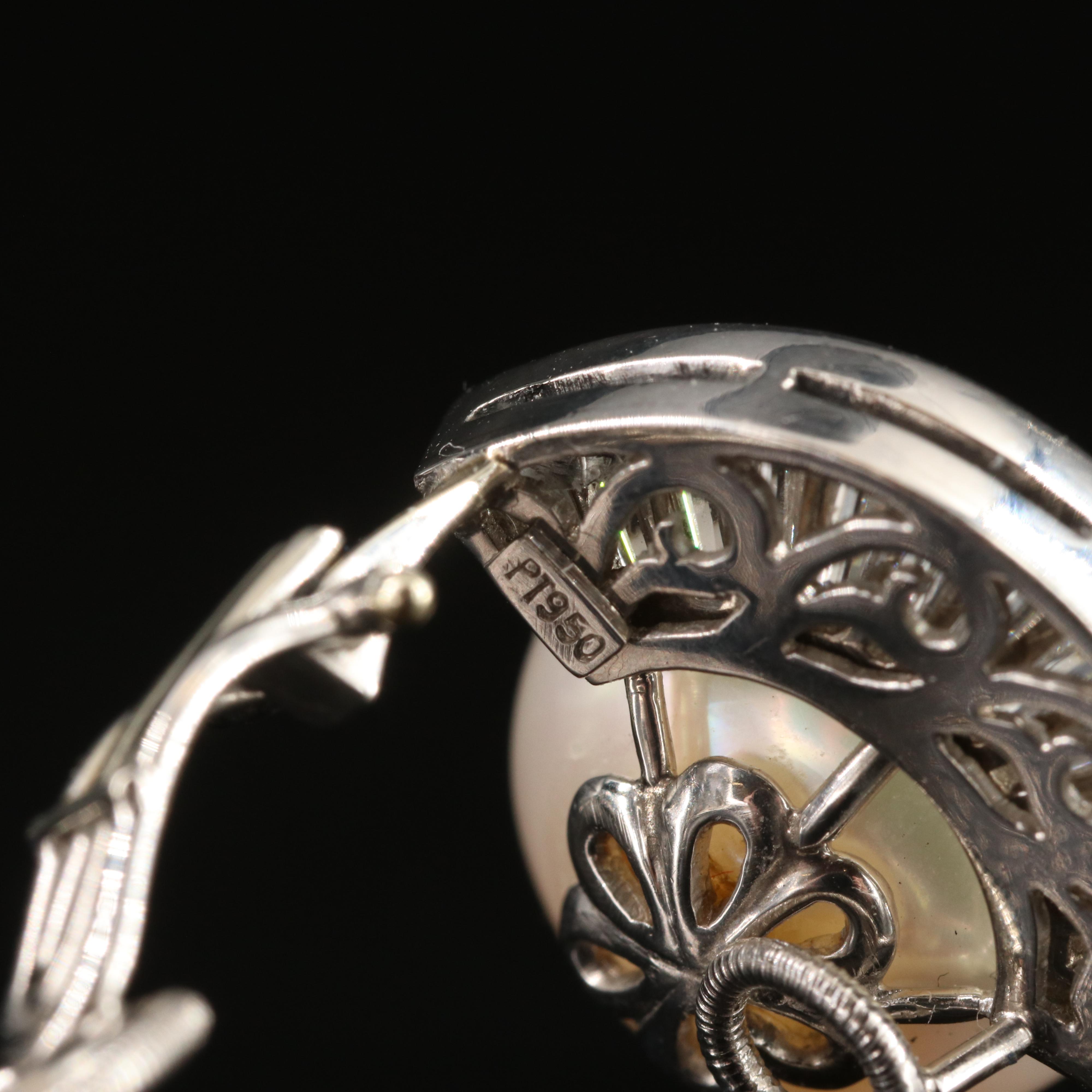 Platinum 14.25 - 14.50 mm Pearl and 2.14 CTW Diamond Earrings