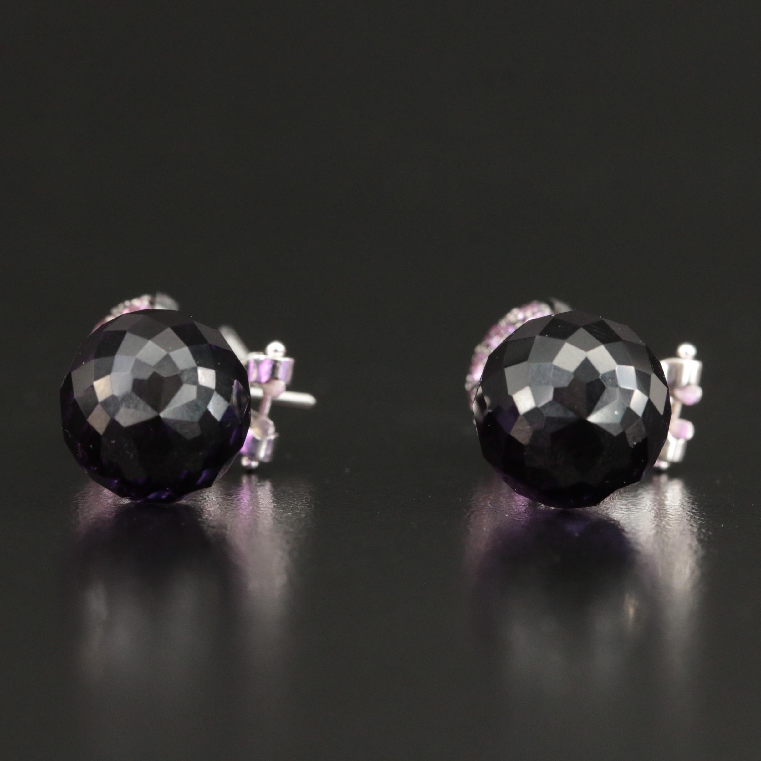 Mangiarotti 18K Amethyst, Sapphire and Diamond Teardrop Earrings