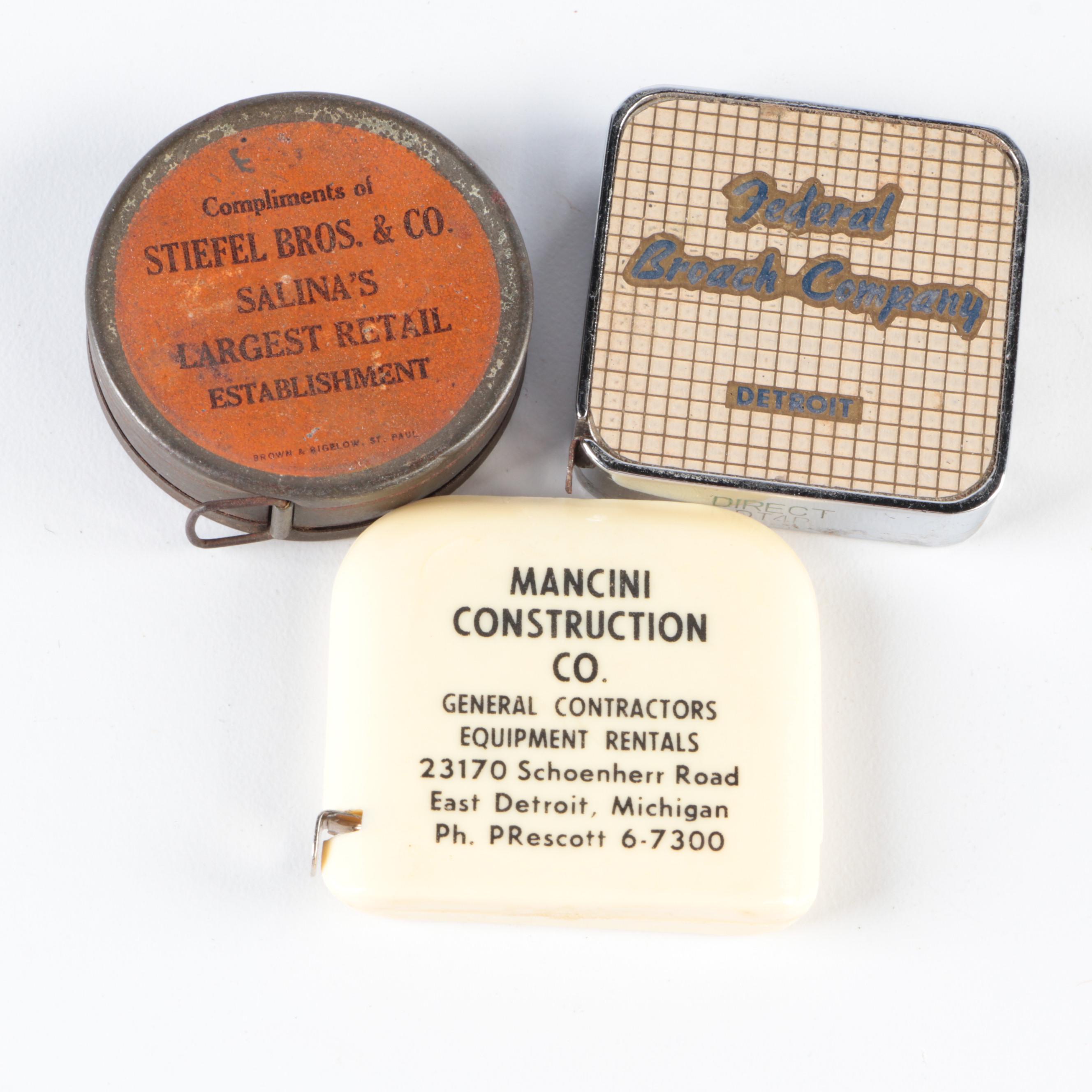 Mancini Construction Co. and Other Assorted Advertising Branded Measuring Tapes