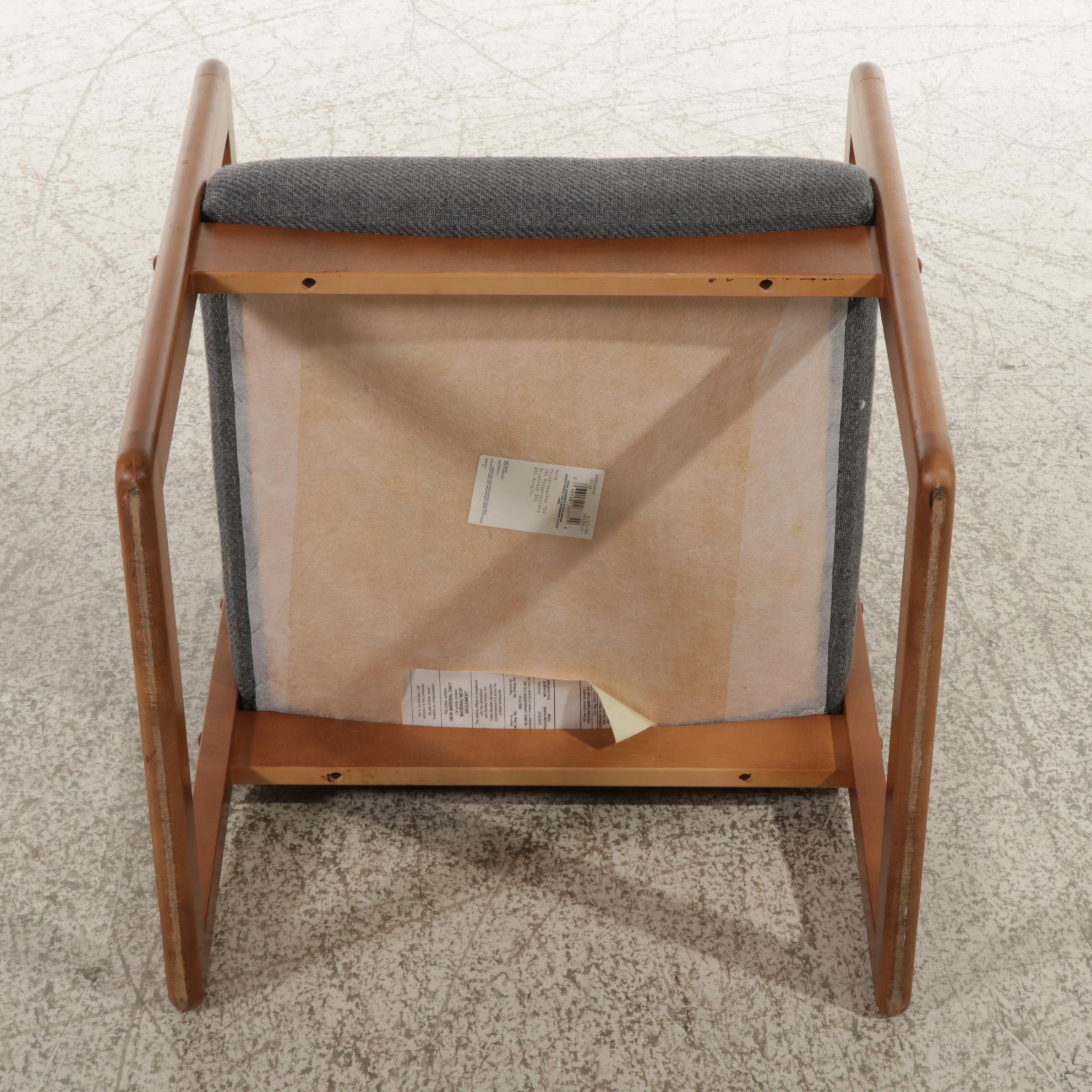 Oak Pedestal Dining Table with Four Global Upholstery Modernist Chairs