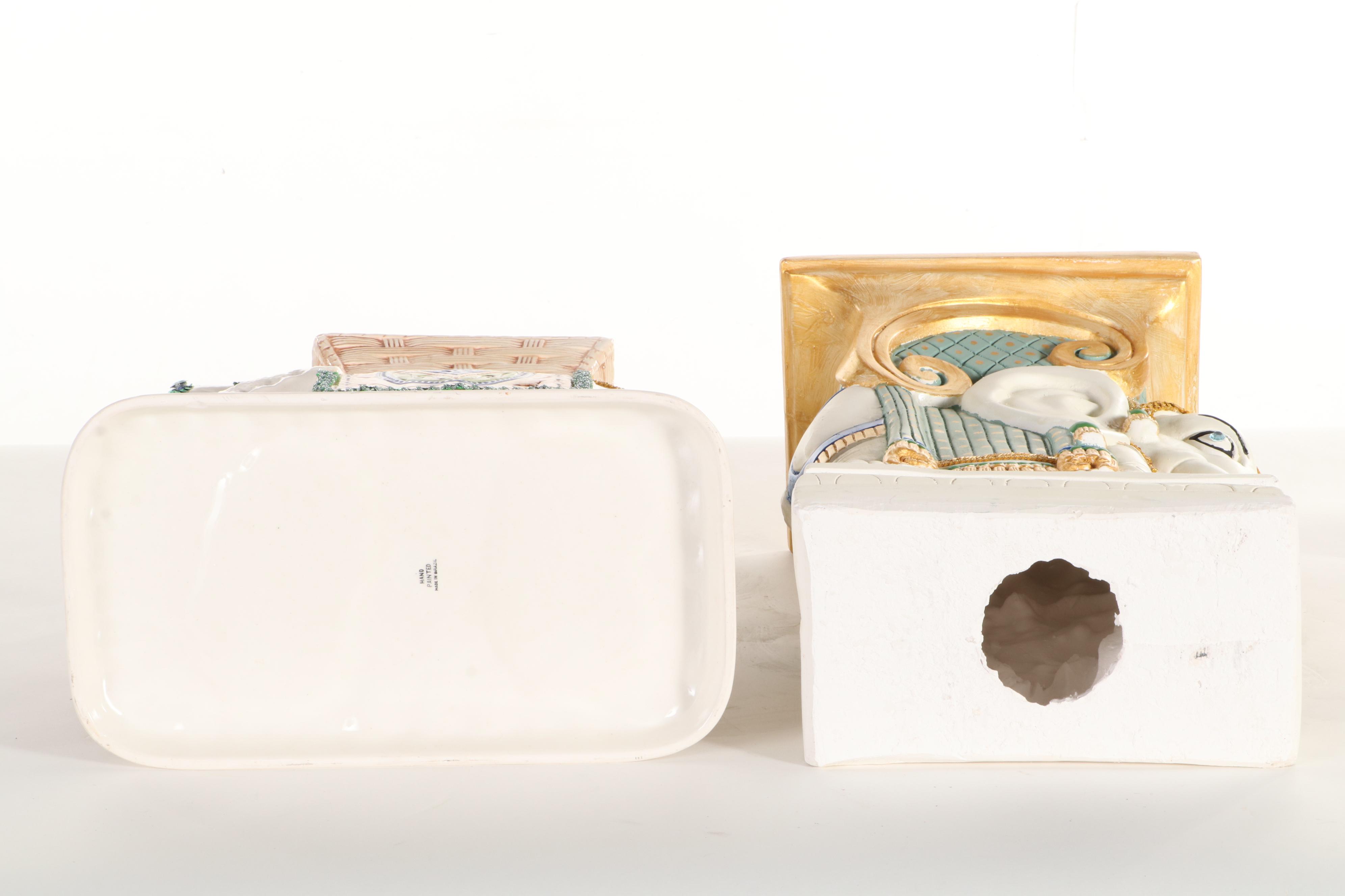 Ceramic and Plaster Elephant-Form Garden Seats