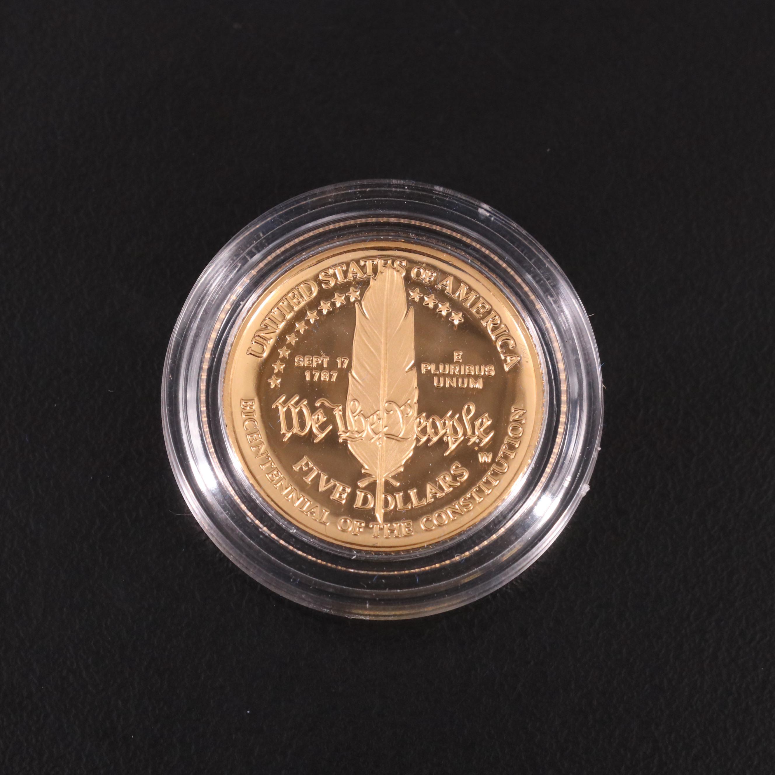 1987 United States Constitution Bicentennial Two-coin Proof Set w/ $5 Gold Coin