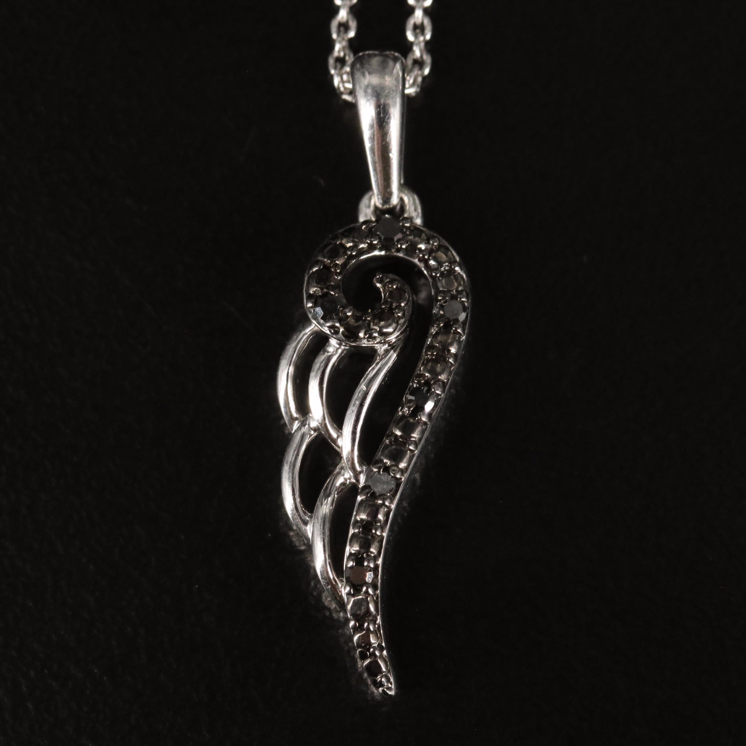 Sterling Diamond Angel Wing Pendant Necklace