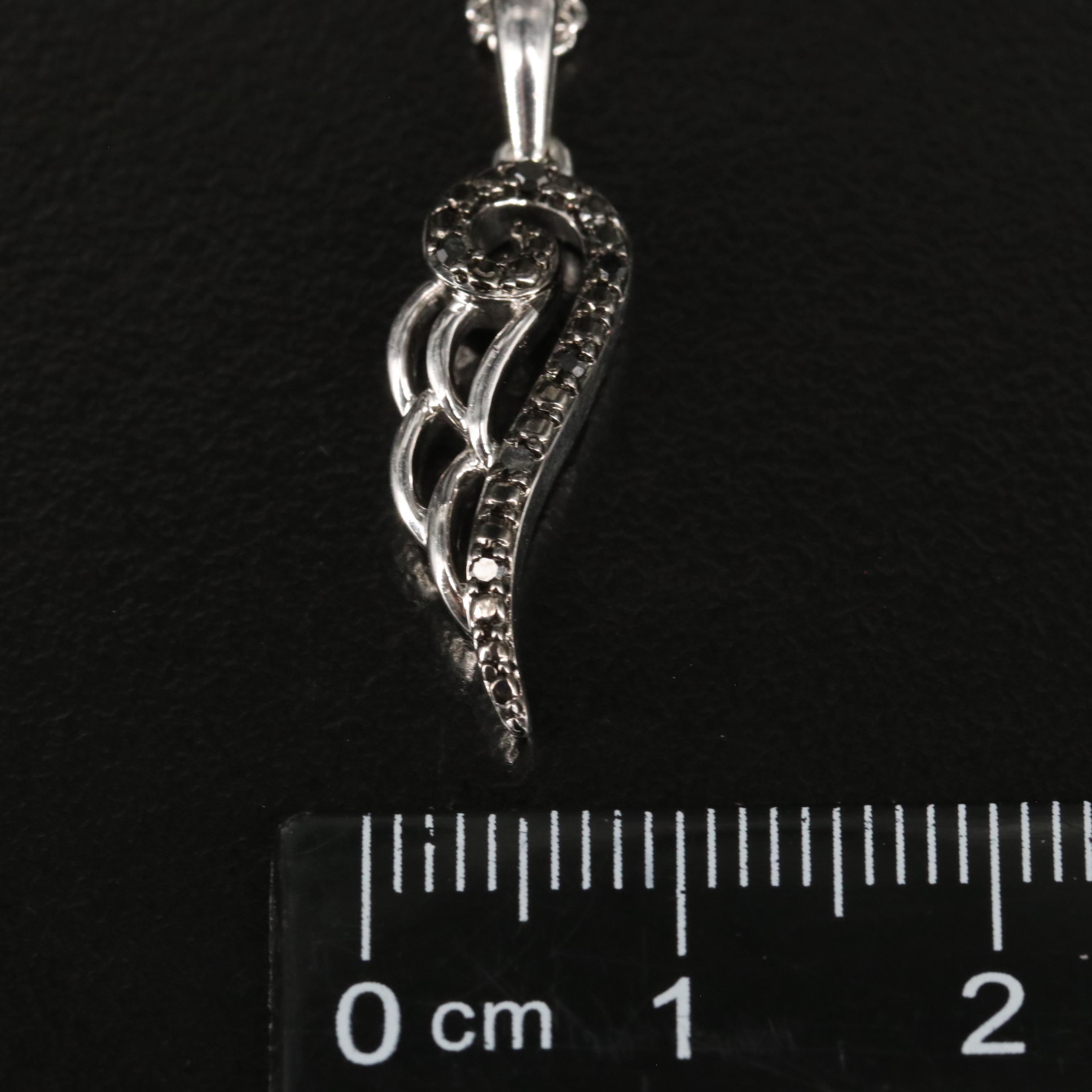 Sterling Diamond Angel Wing Pendant Necklace