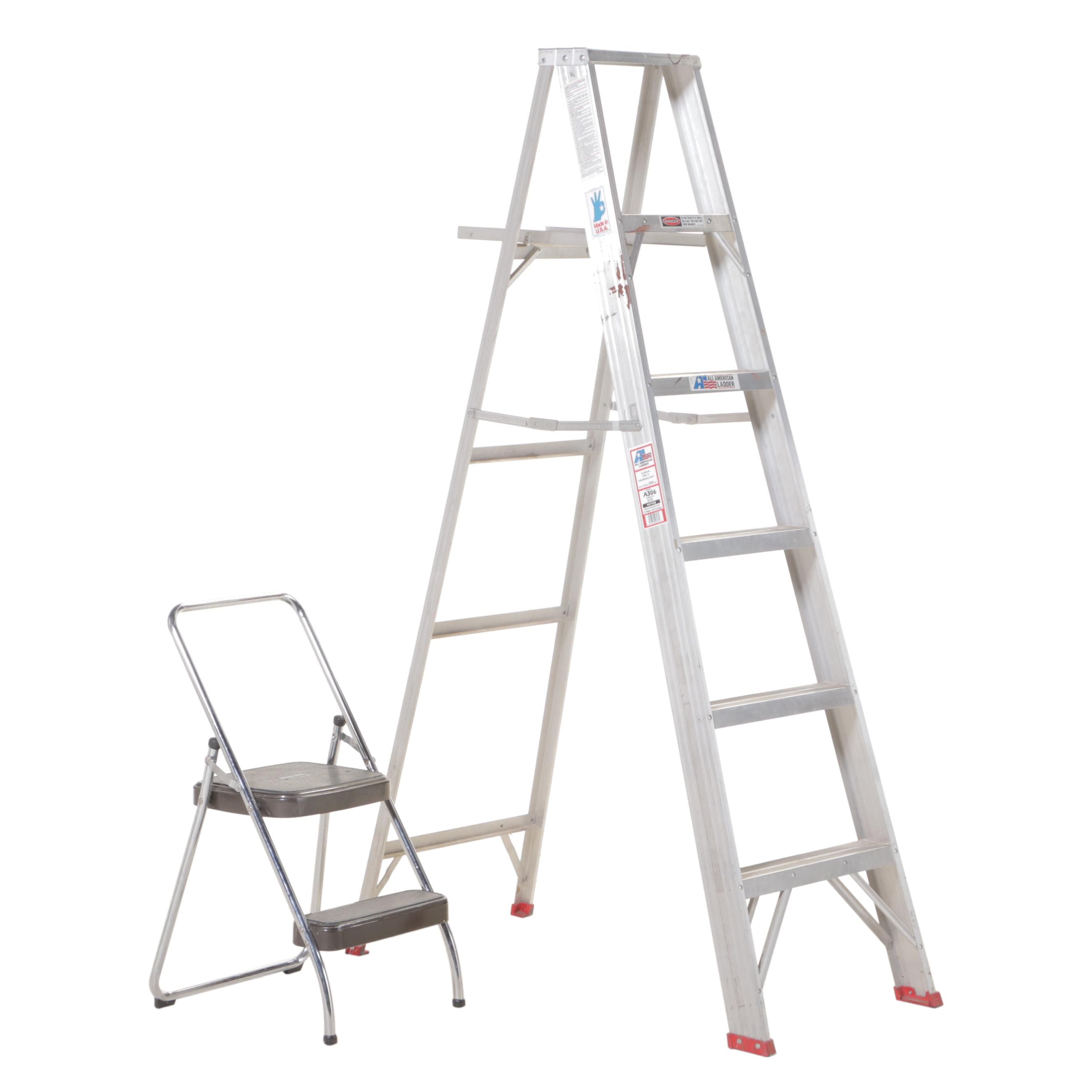 All-American Ladder 6' Aluminum Step Ladder With Cosco Step Stool