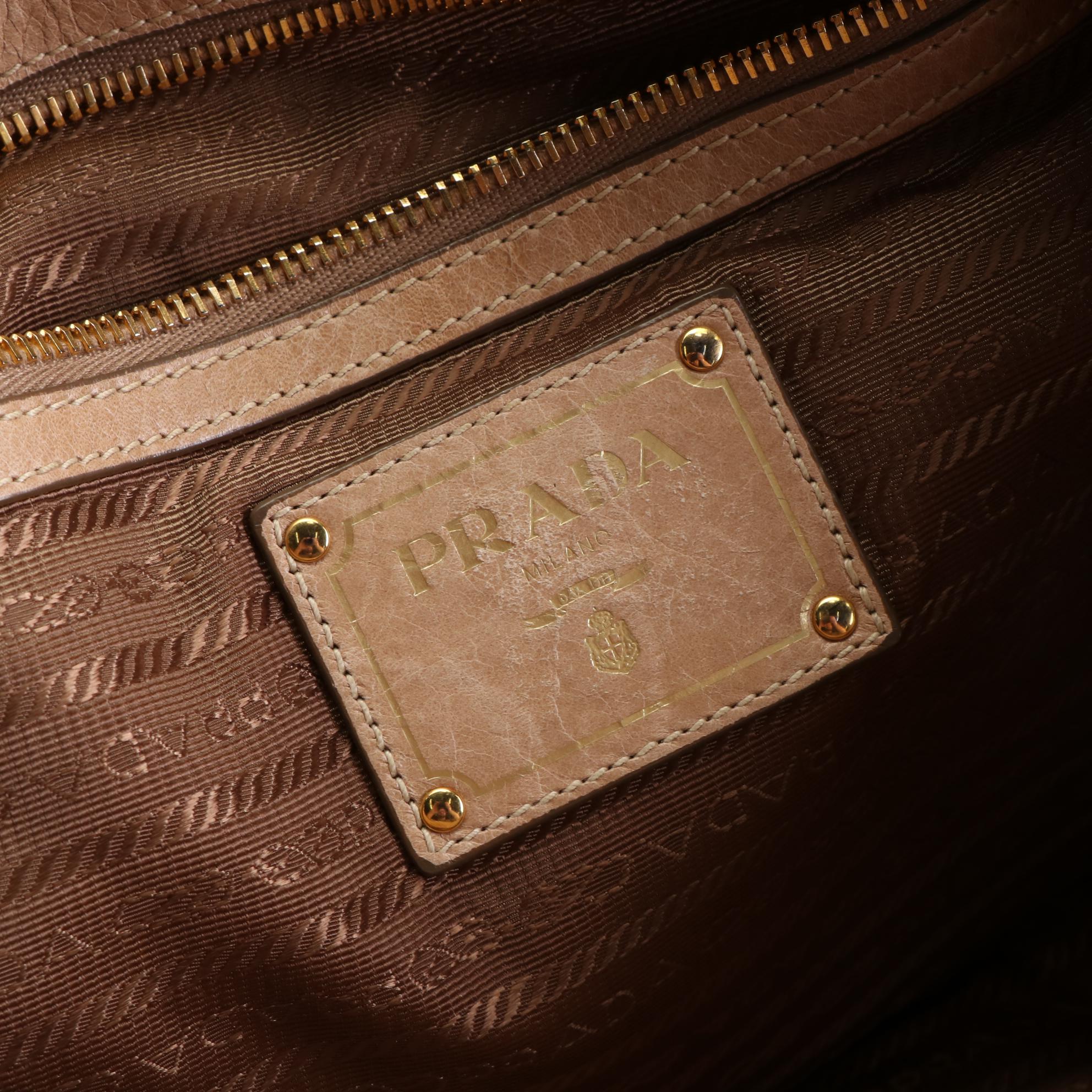 Prada Two-Way Satchel Bag in Cammeo Vitello Shine Leather