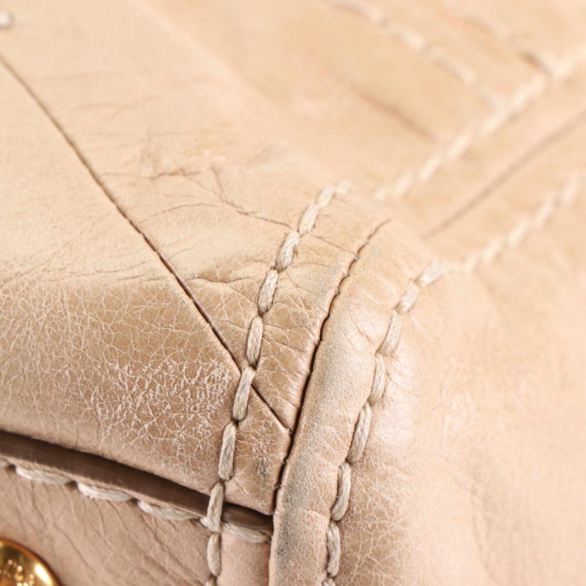 Prada Two-Way Satchel Bag in Cammeo Vitello Shine Leather