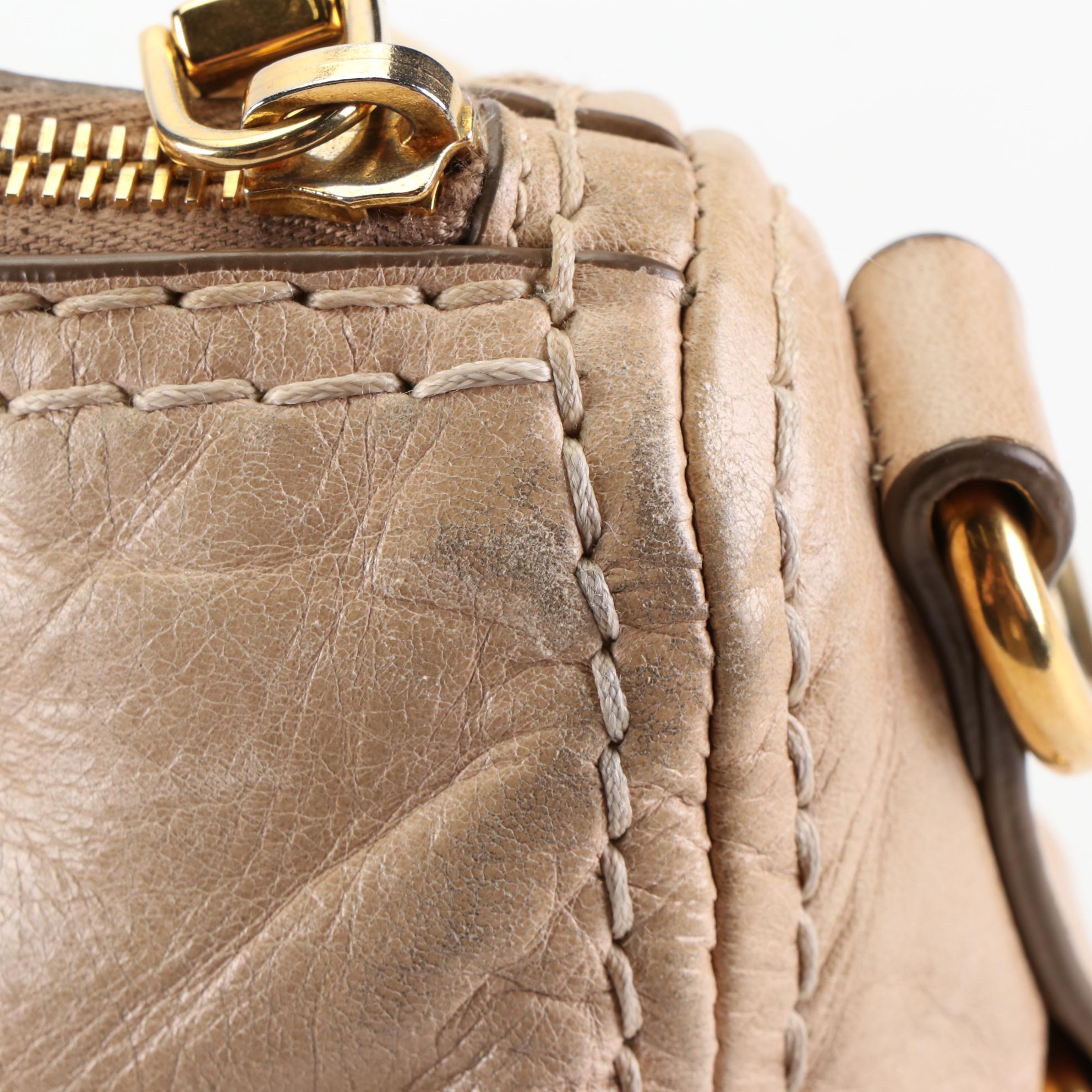 Prada Two-Way Satchel Bag in Cammeo Vitello Shine Leather