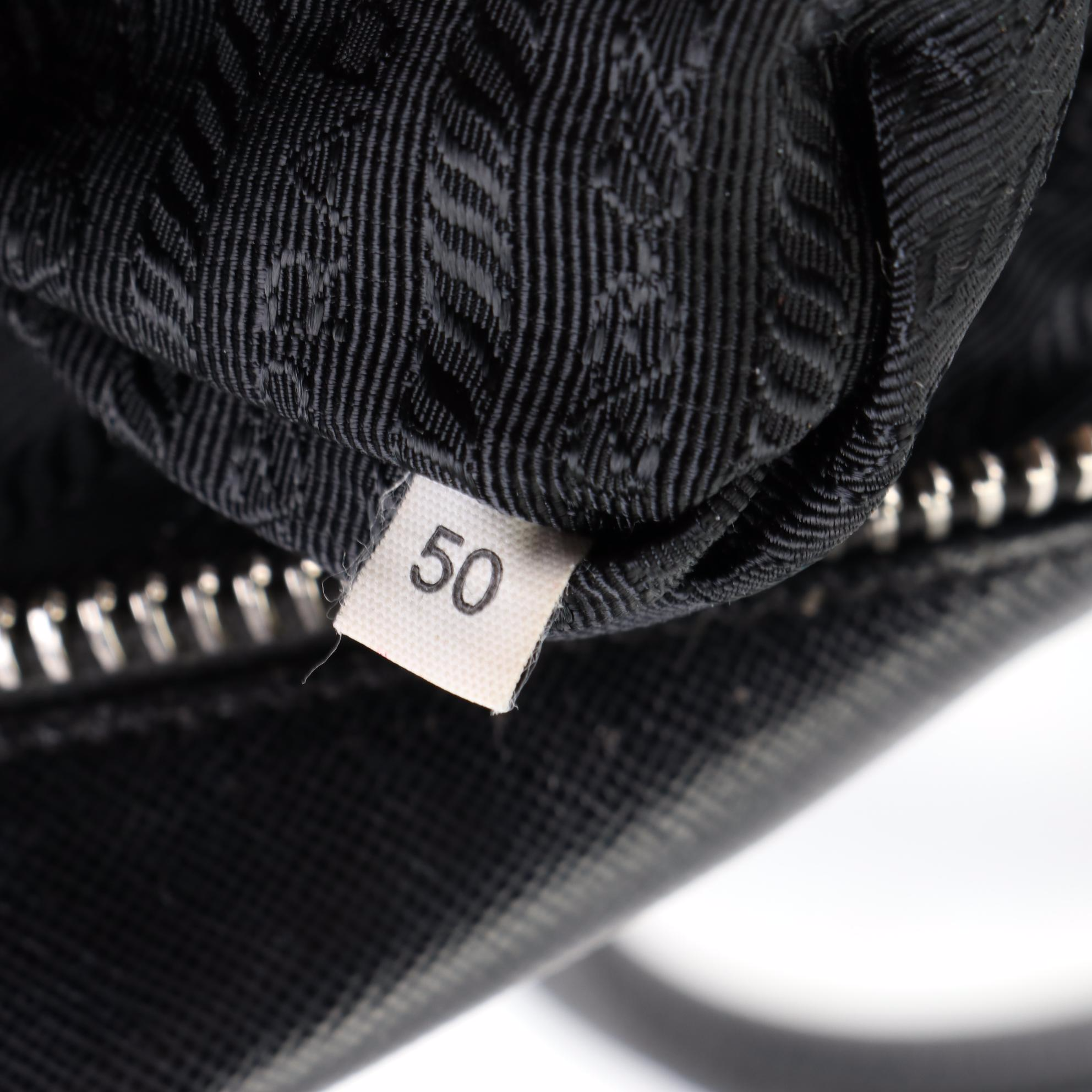 Prada Bauletto Locking Bag in Black Saffiano Leather