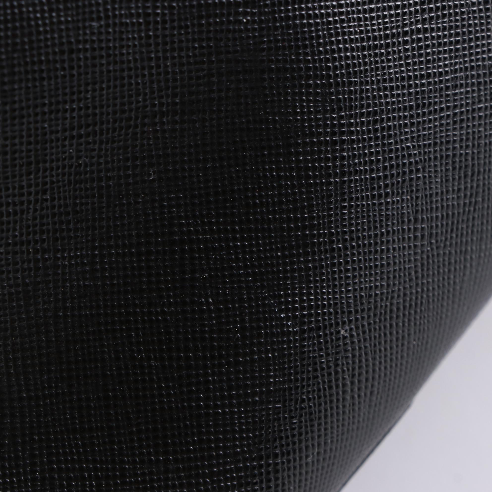 Prada Bauletto Locking Bag in Black Saffiano Leather