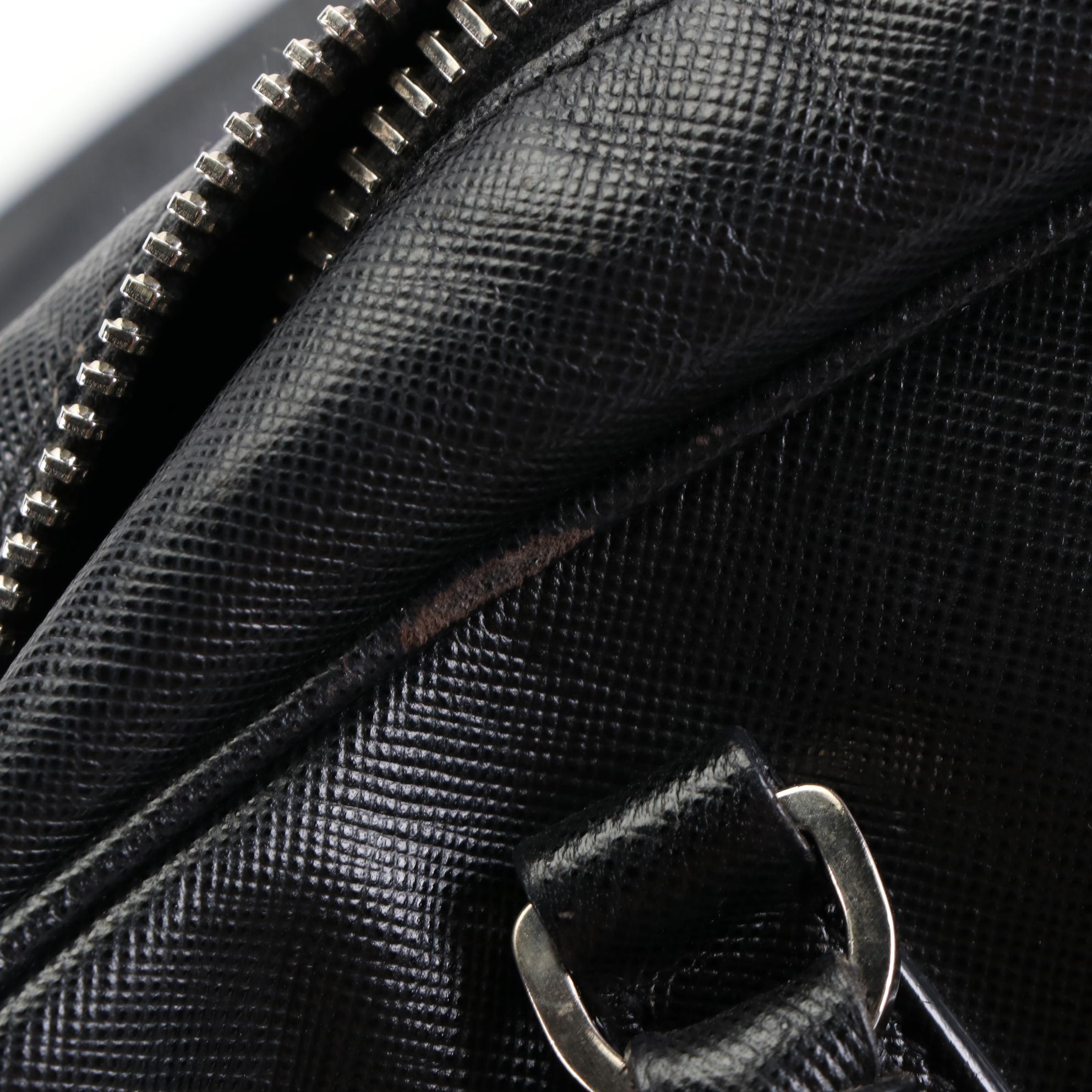 Prada Bauletto Locking Bag in Black Saffiano Leather