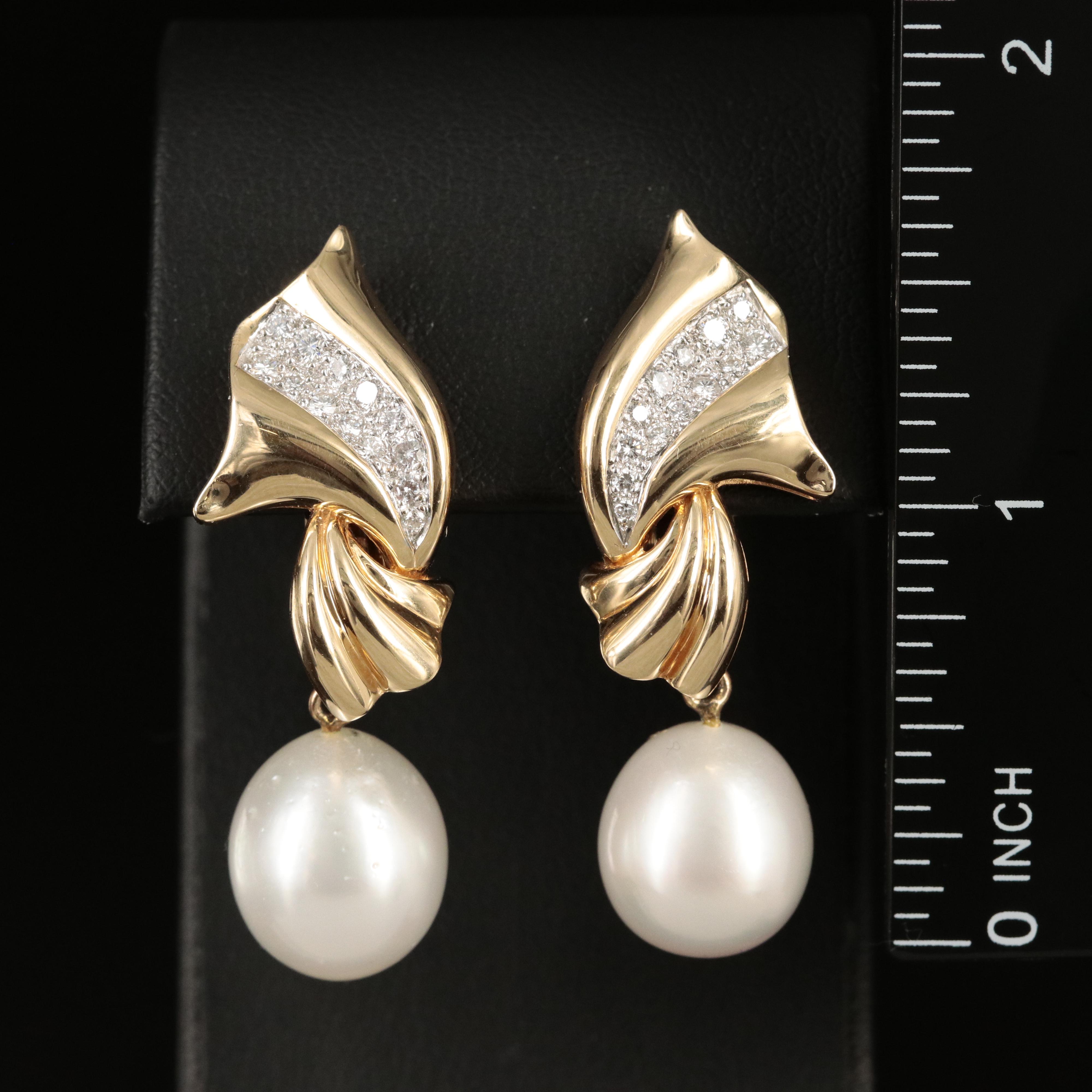 18K Pearl and Diamond Earrings