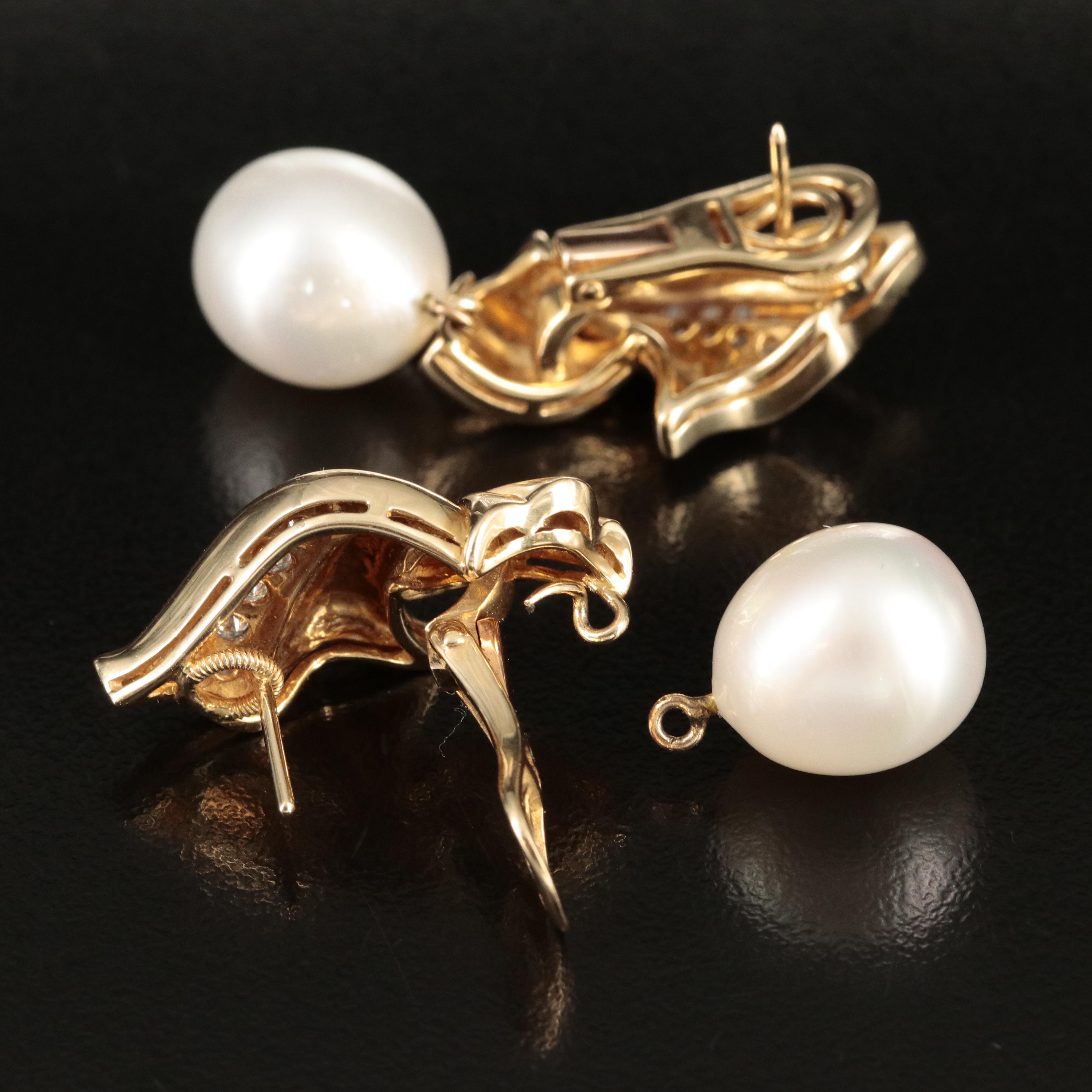 18K Pearl and Diamond Earrings