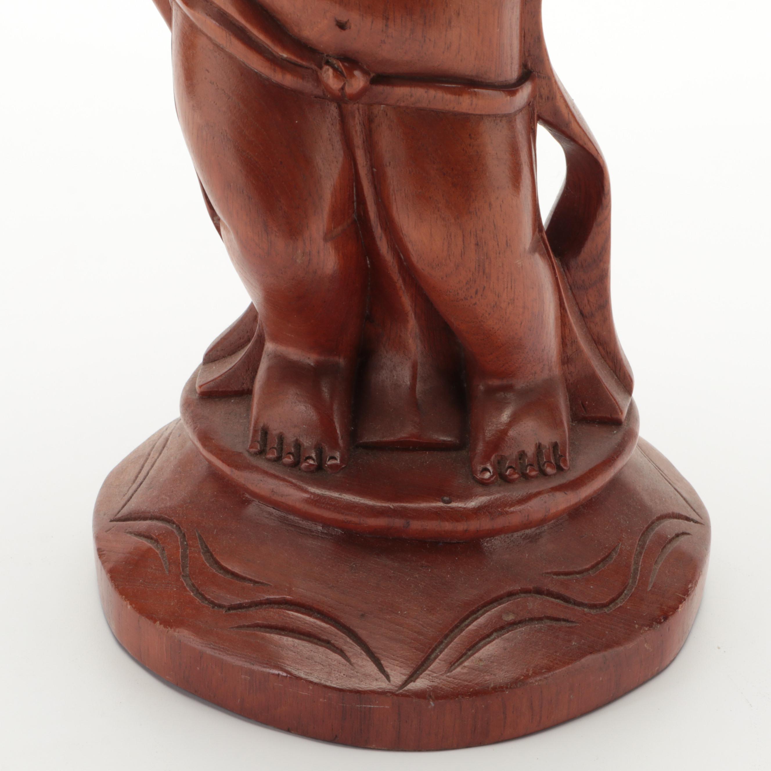 Carved Wooden Figural Compote