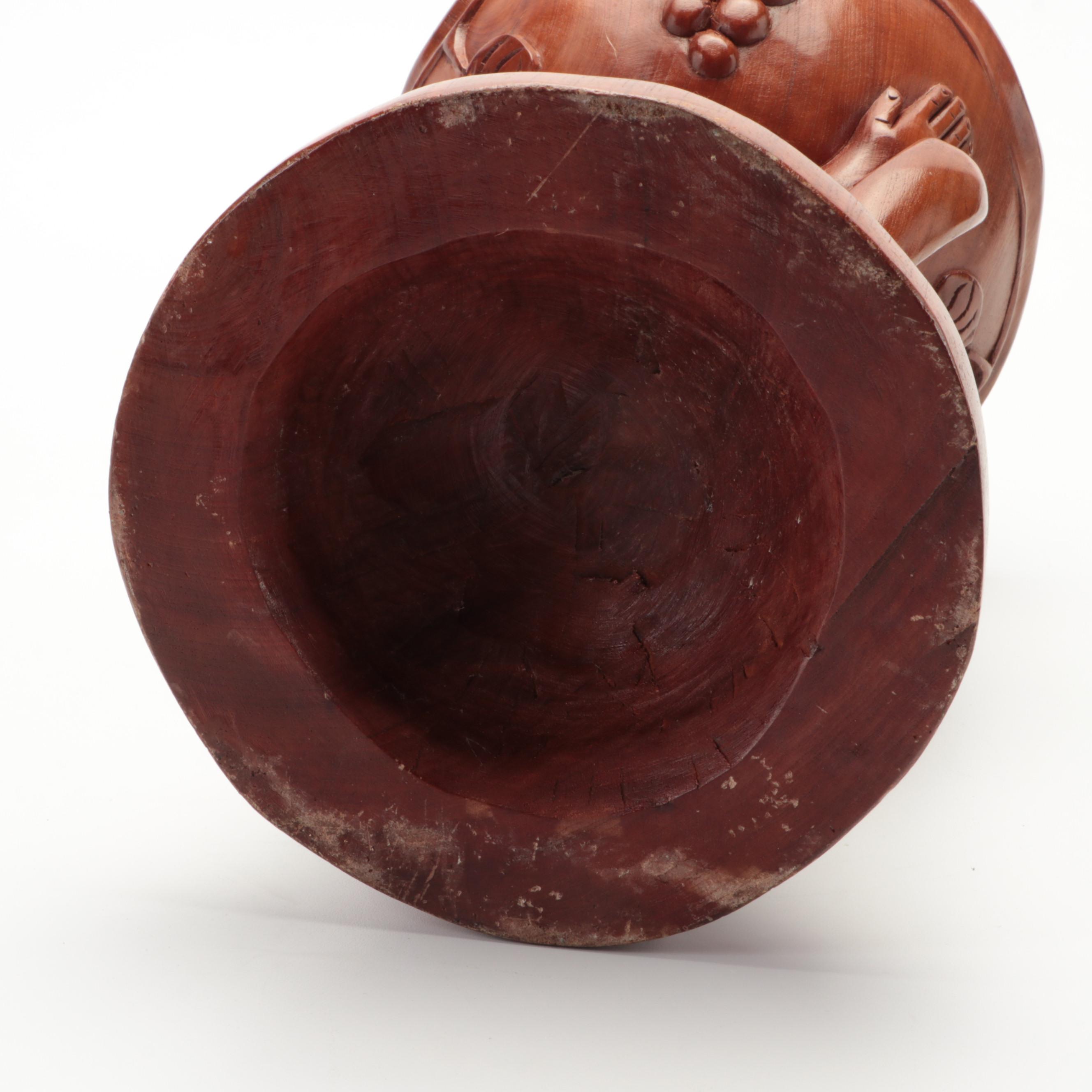 Carved Wooden Figural Compote