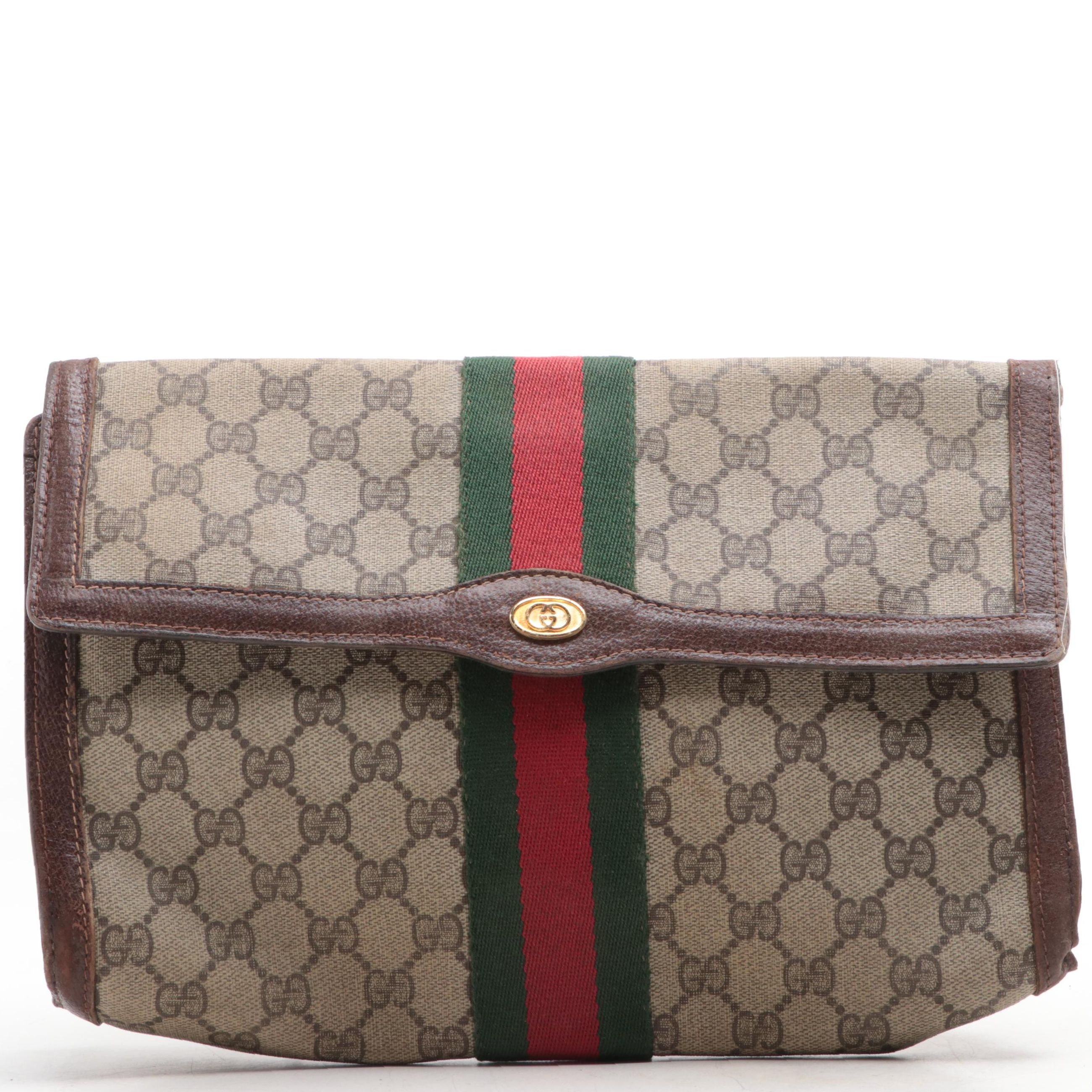 Gucci Accessory Collection Clutch in GG Supreme Canvas and Leather