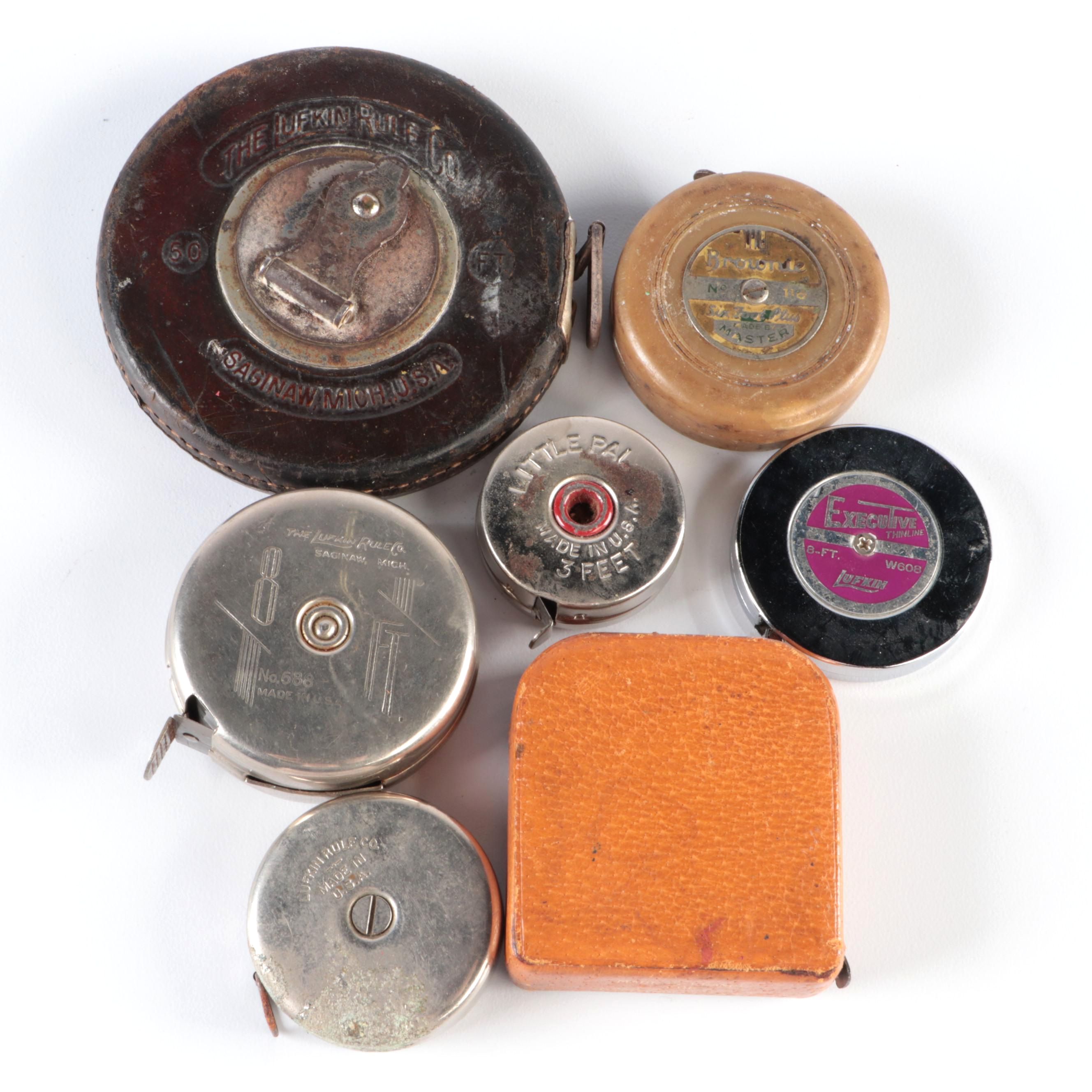 Brooks Brother French Leather Cased Measuring Tape with Assorted Tape Collection