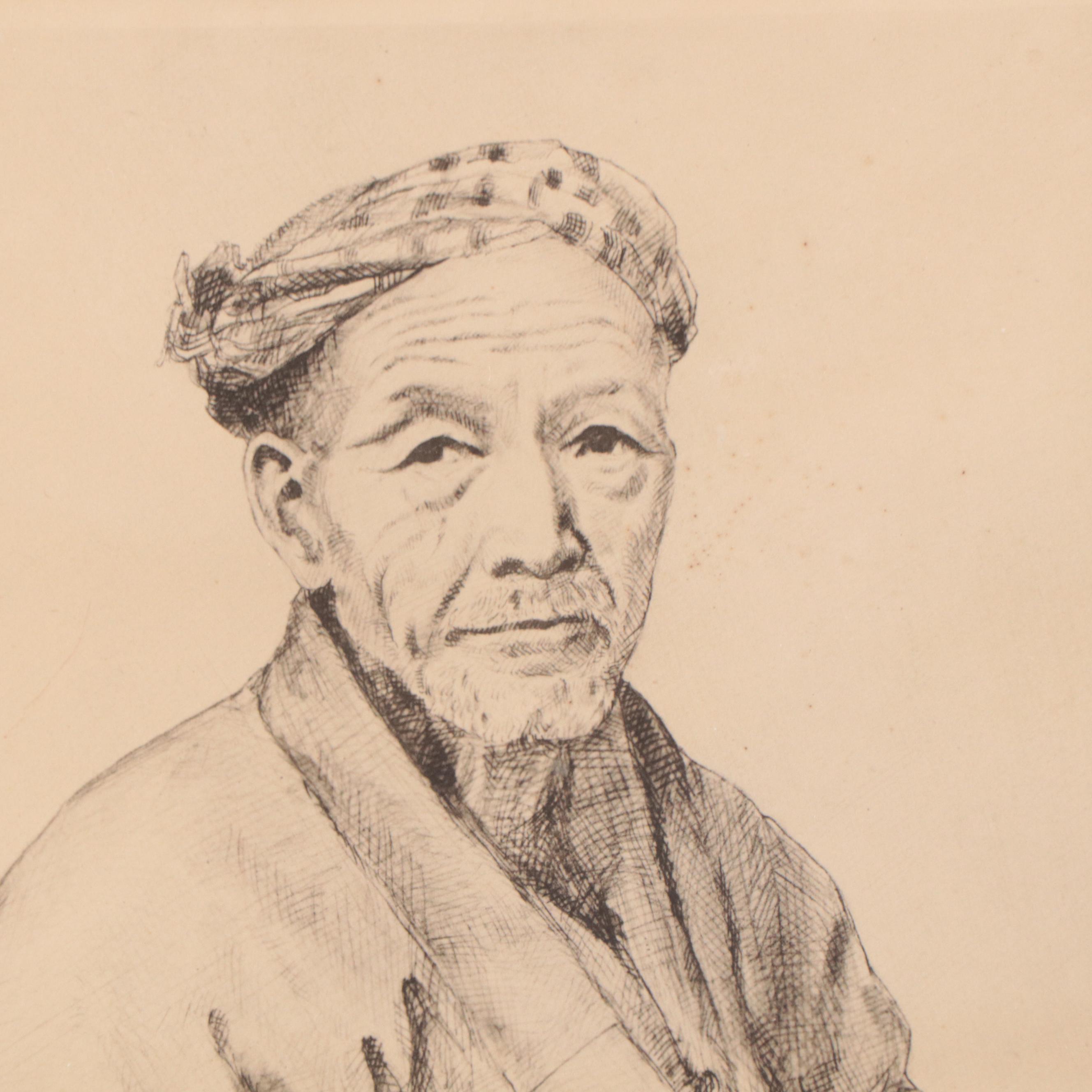 Rudolf Seiler Etchings "Wood Carver" and "Peddler Woman"