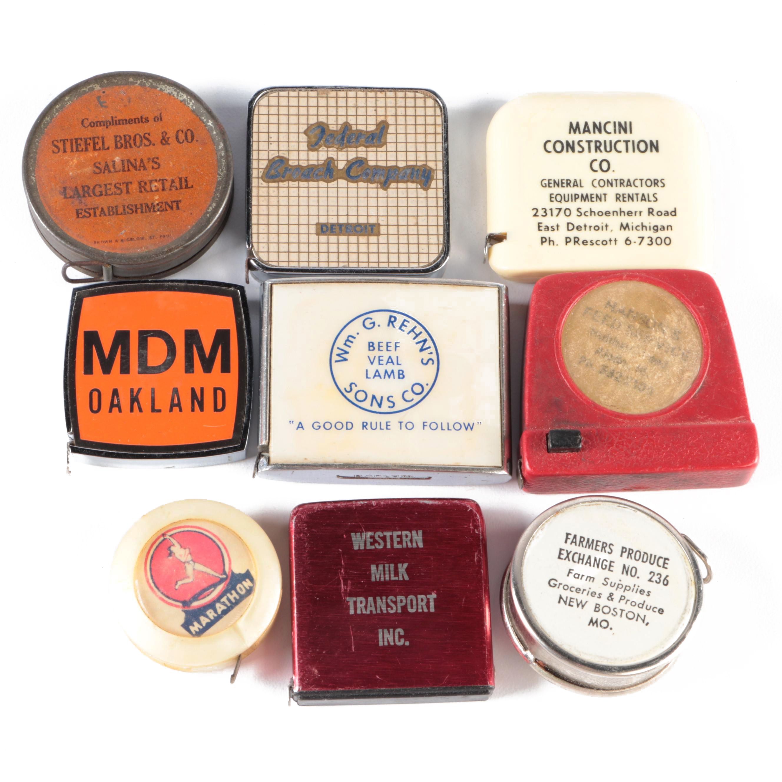 Mancini Construction Co. and Other Assorted Advertising Branded Measuring Tapes