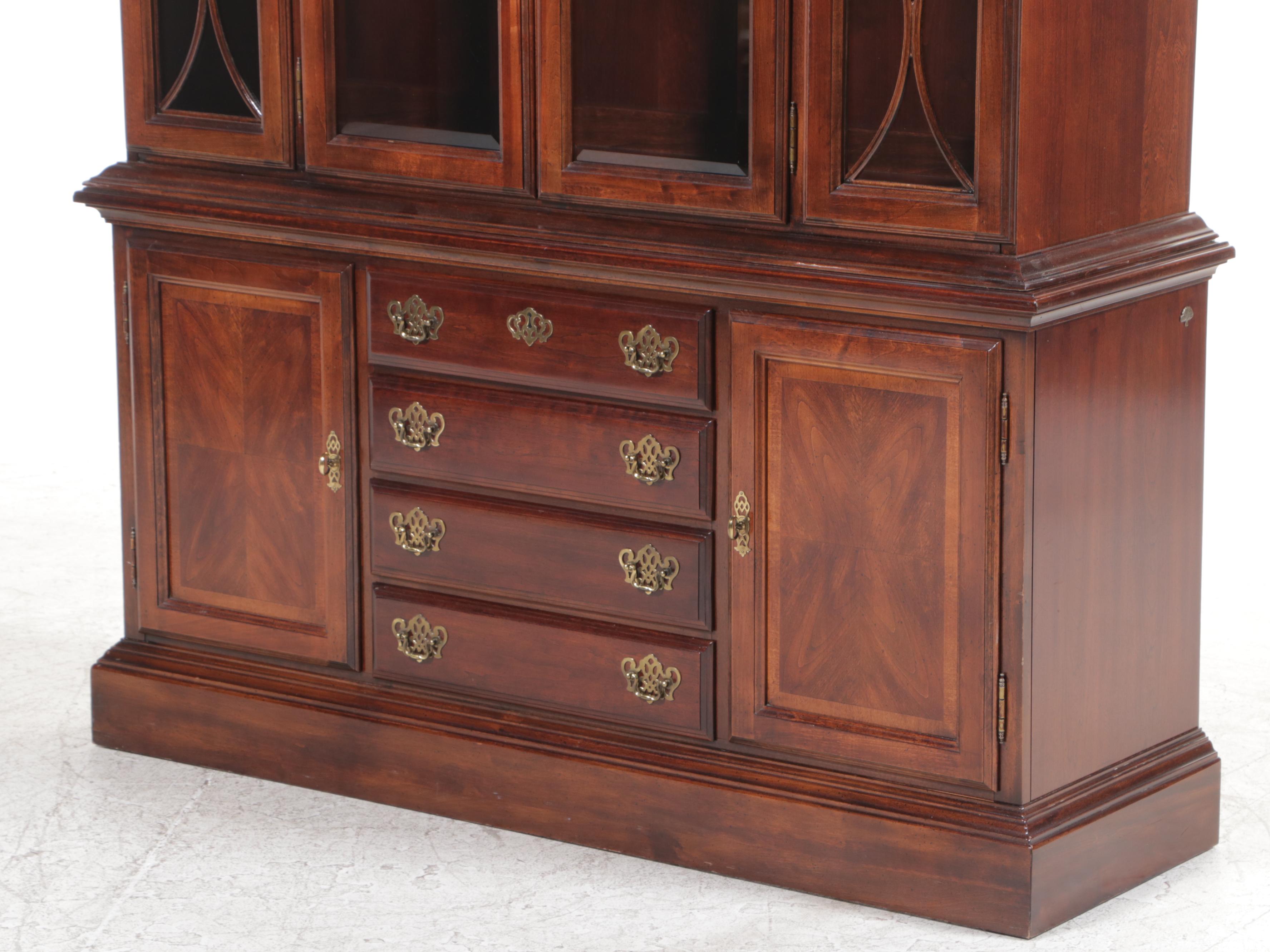 American Drew Federal Style Cherrywood China Cabinet, Late 20th Century
