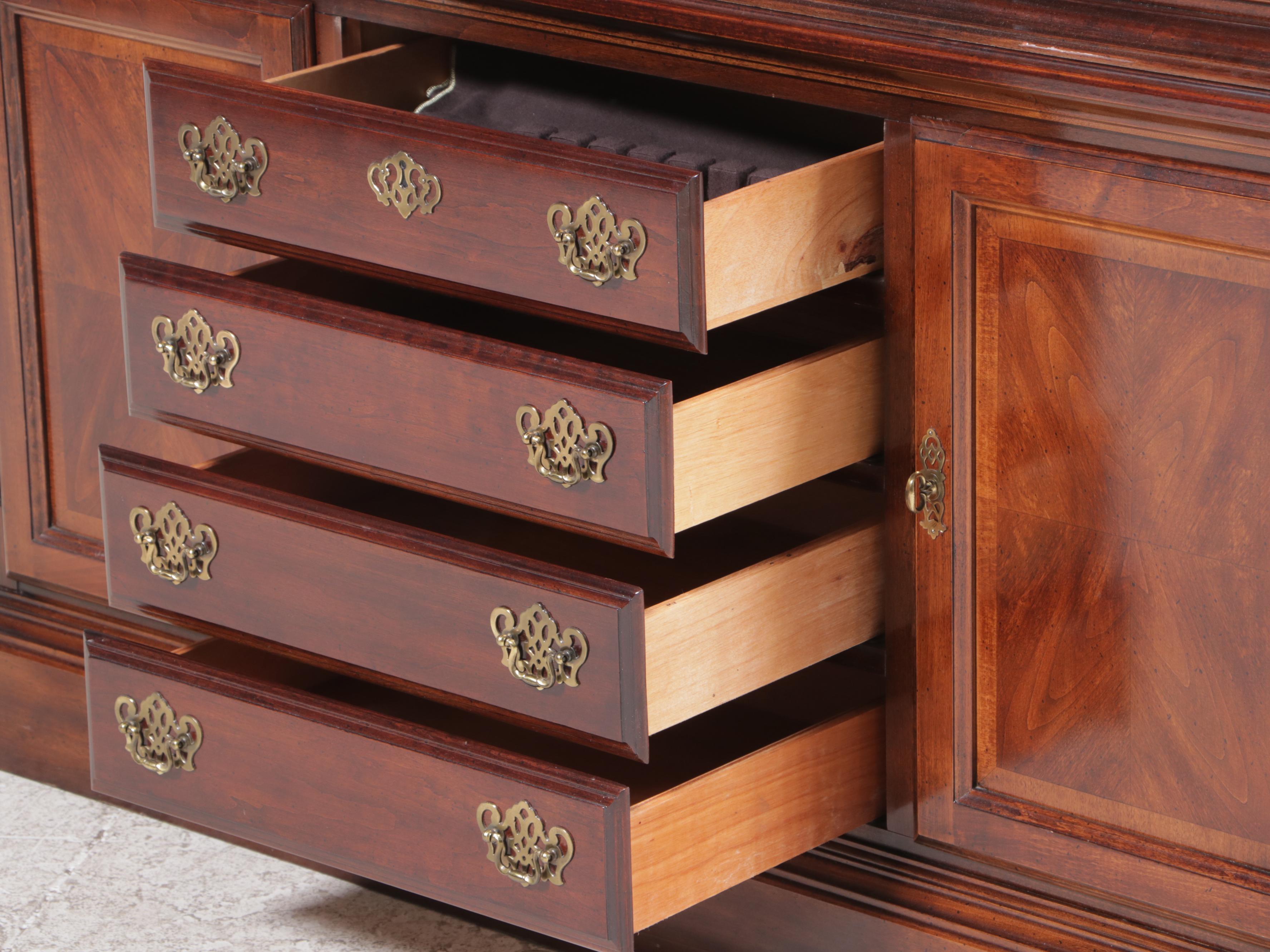 American Drew Federal Style Cherrywood China Cabinet, Late 20th Century