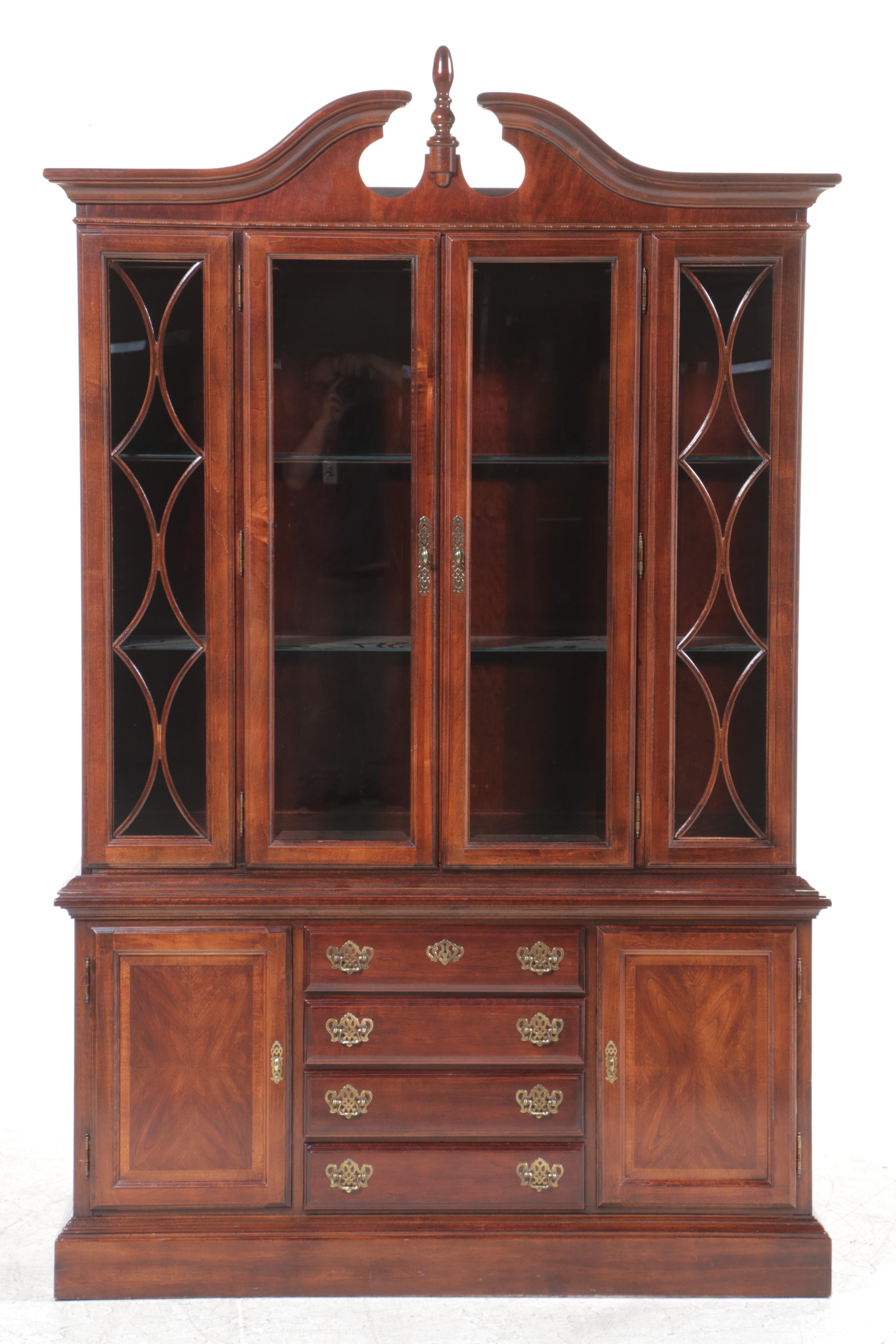 American Drew Federal Style Cherrywood China Cabinet, Late 20th Century