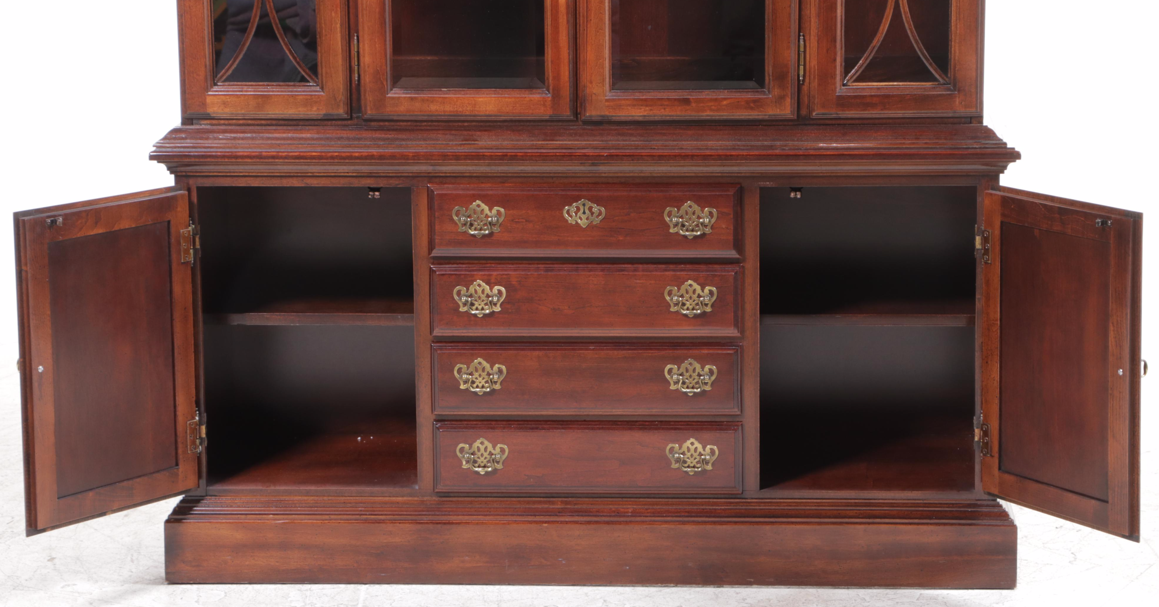American Drew Federal Style Cherrywood China Cabinet, Late 20th Century