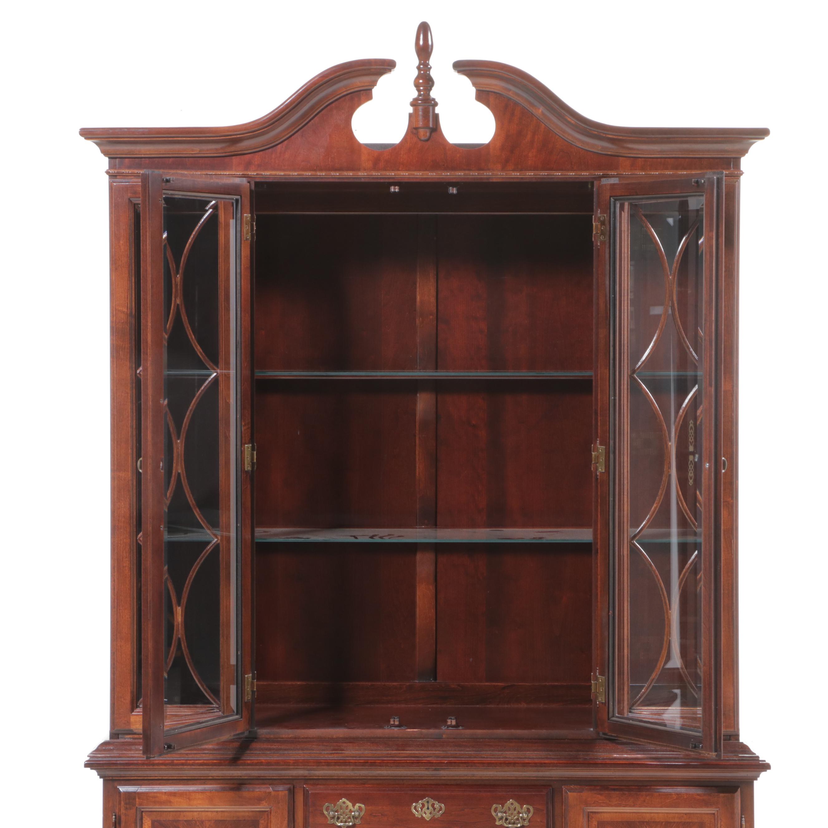 American Drew Federal Style Cherrywood China Cabinet, Late 20th Century