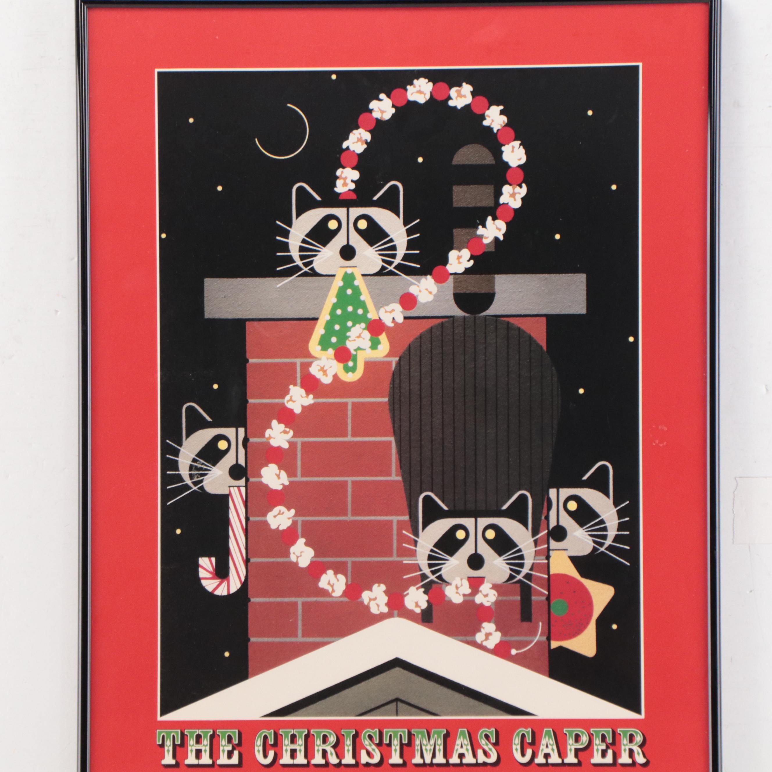Charley Harper Offset Lithograph "The Christmas Caper"