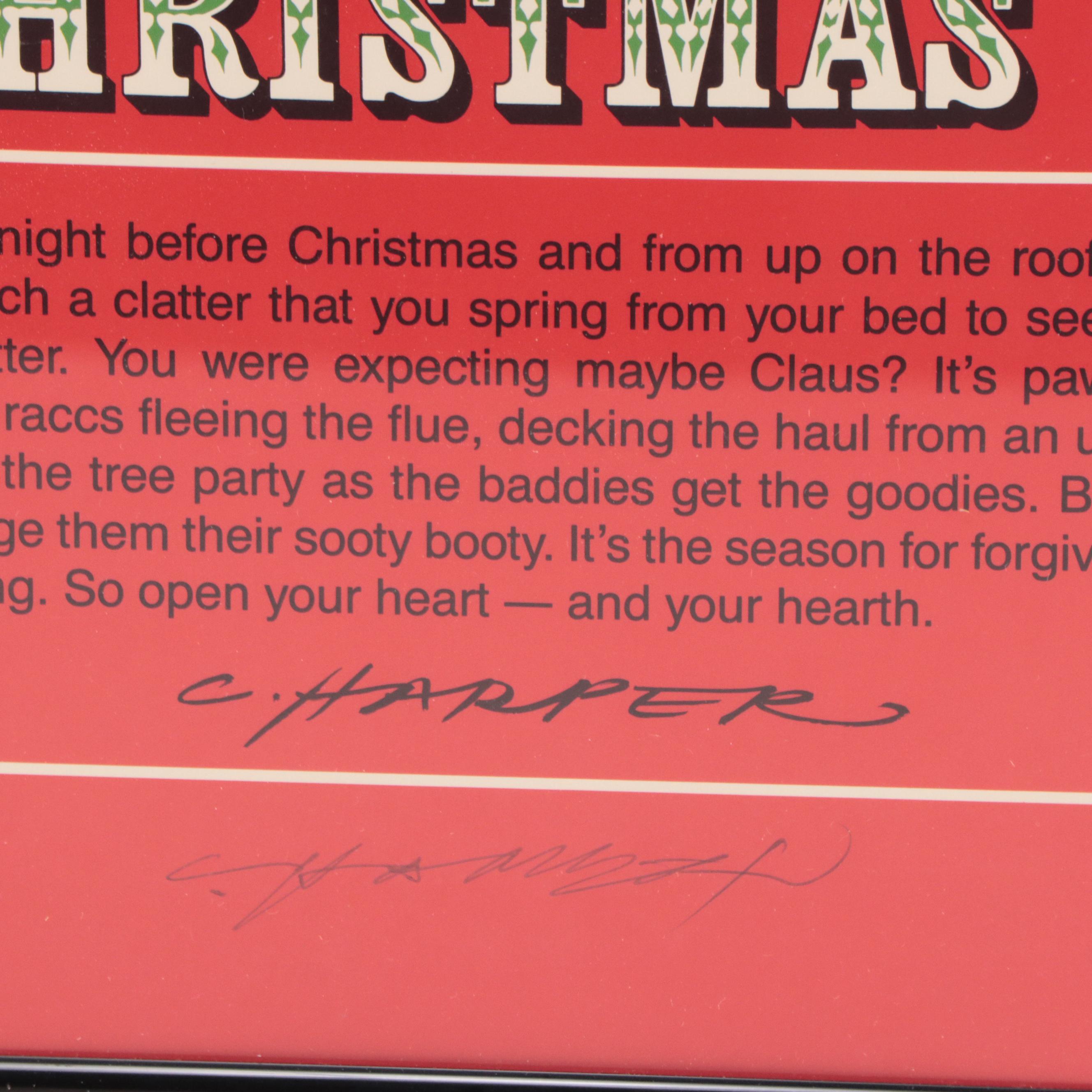 Charley Harper Offset Lithograph "The Christmas Caper"