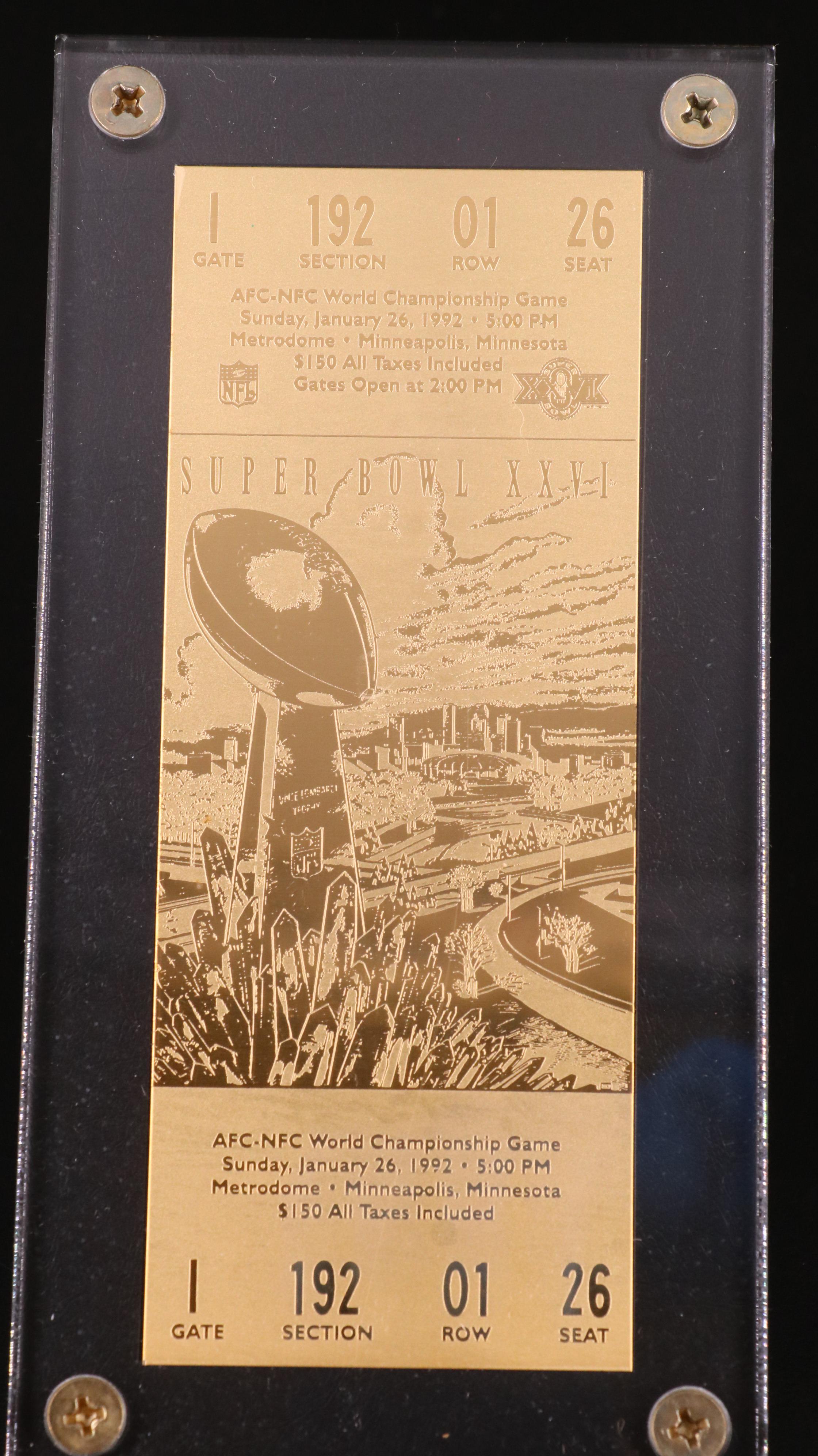 Five Replica 24K Gold Plated Super Bowl and More Sports Tickets