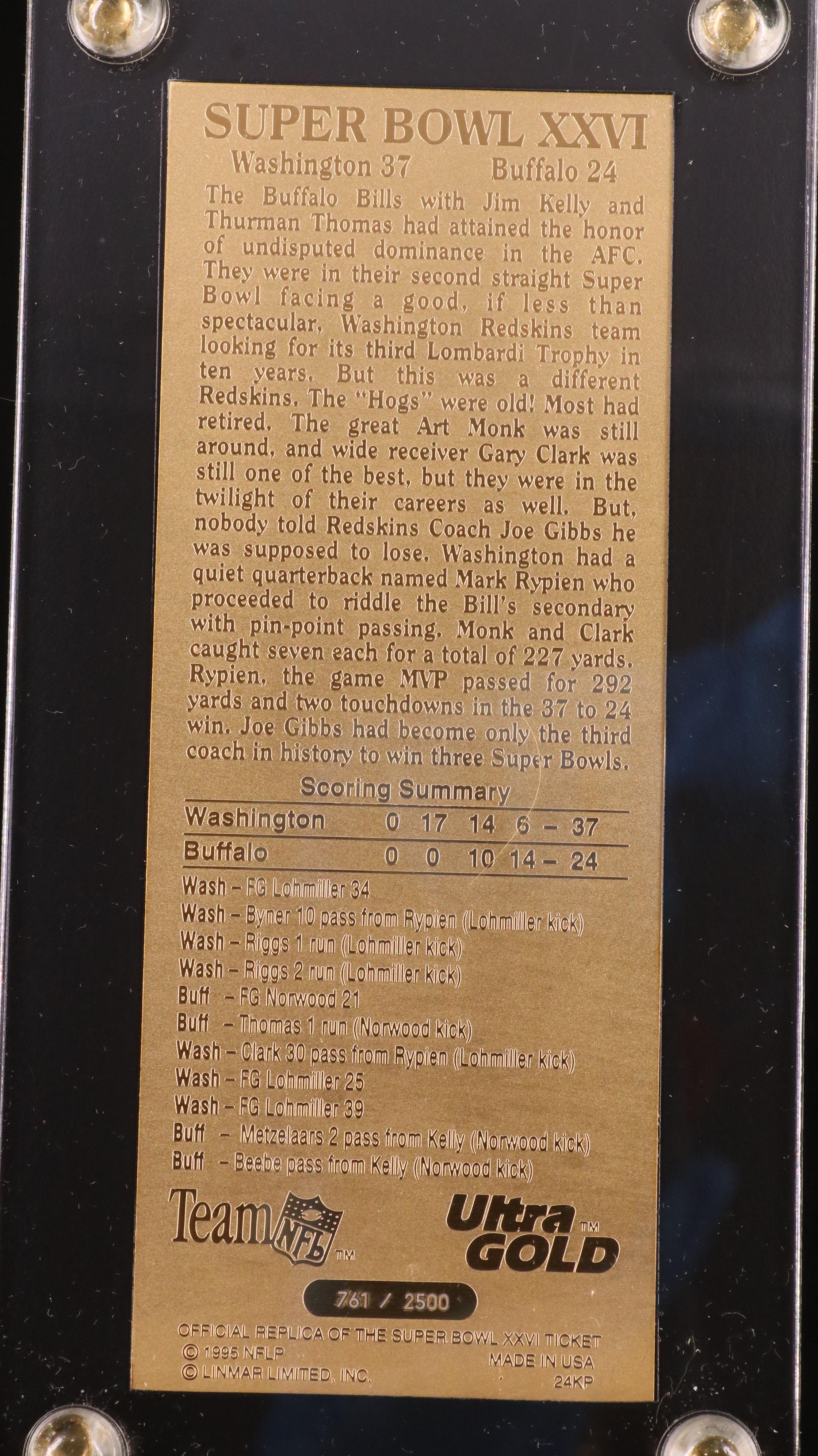 Five Replica 24K Gold Plated Super Bowl and More Sports Tickets