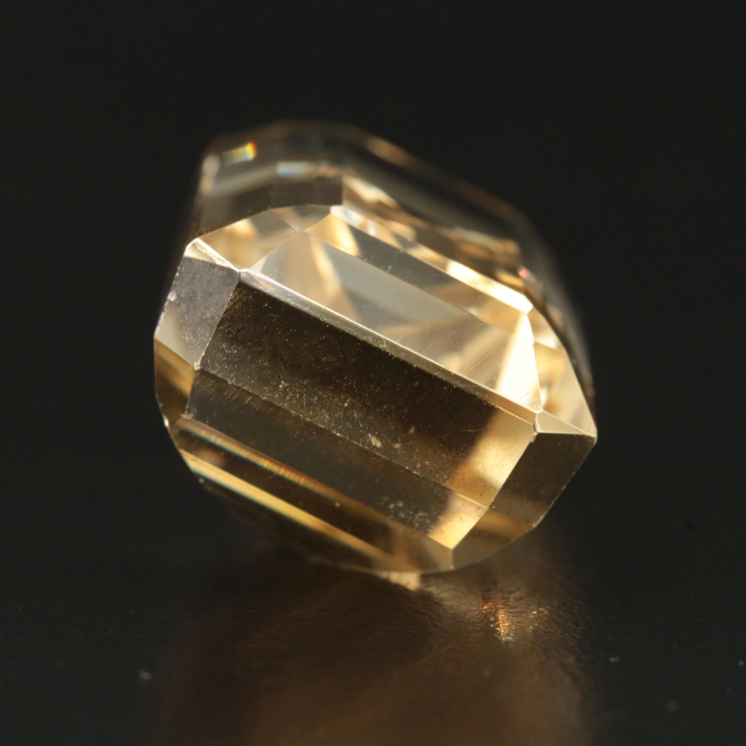 Loose 105.17 CT Cut Corner Rectangular Faceted Citrine