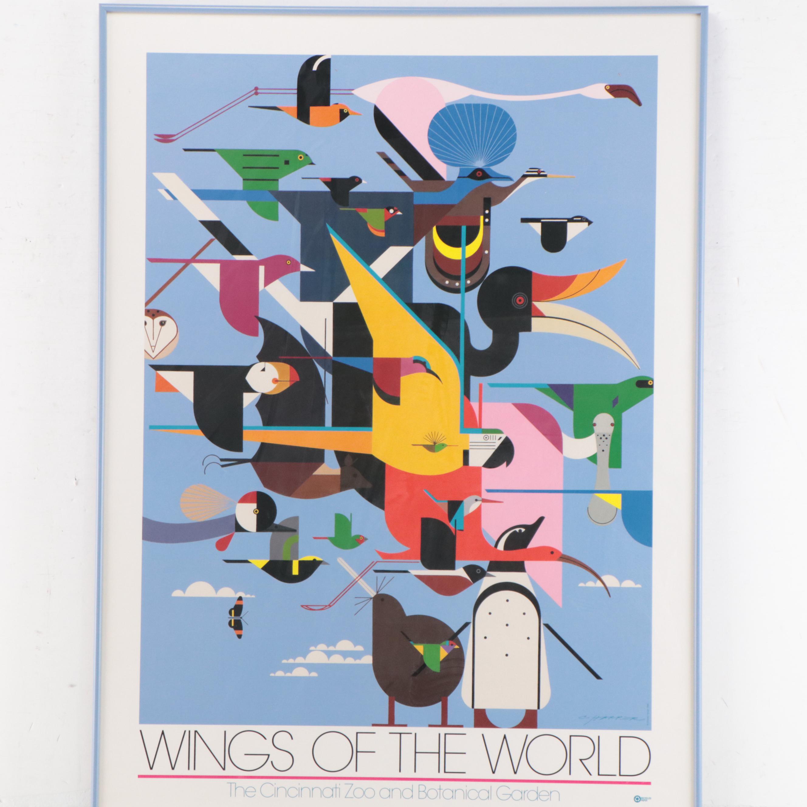 Cincinnati Zoo Poster After Charley Harper "Wings of the World," 1996