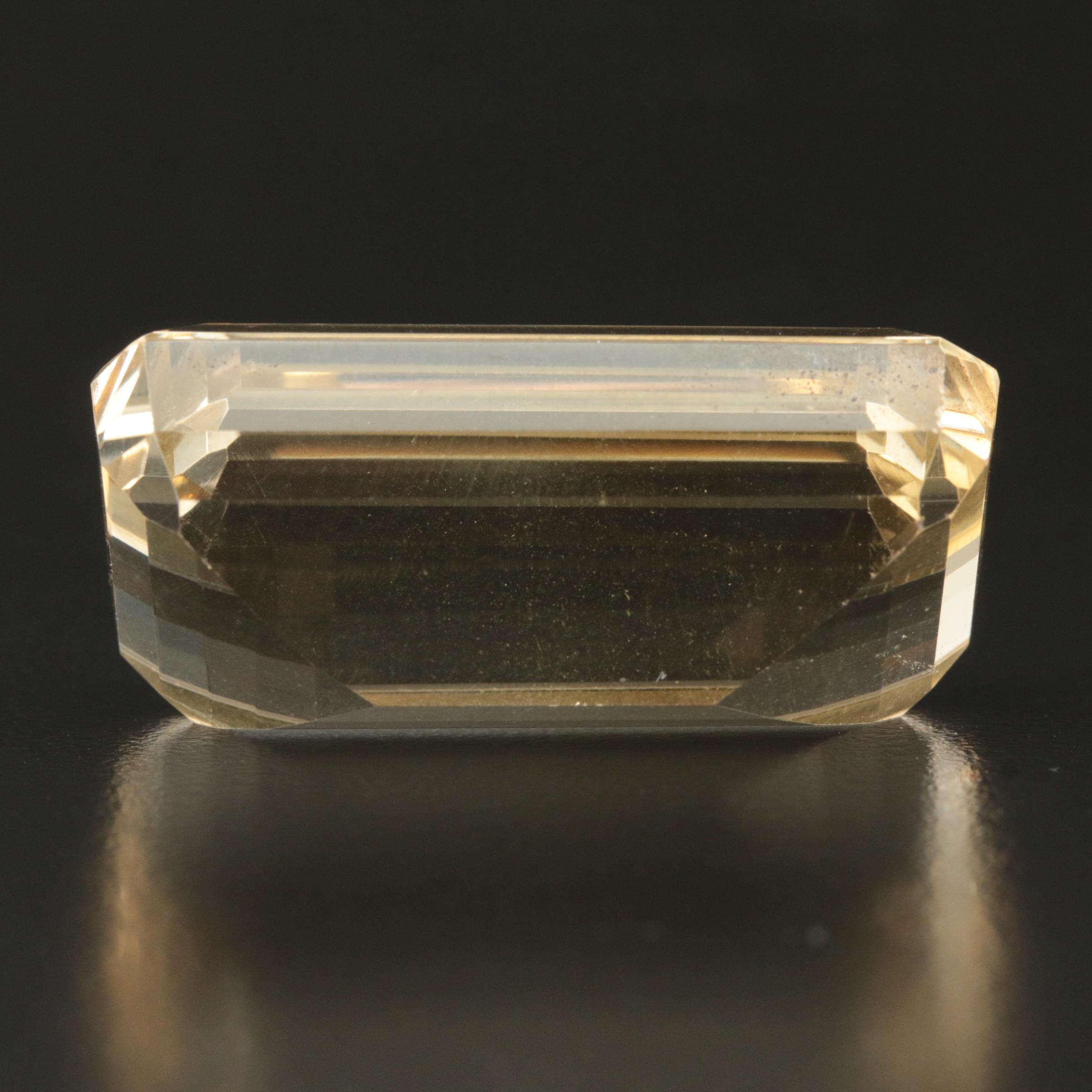 Loose 105.17 CT Cut Corner Rectangular Faceted Citrine