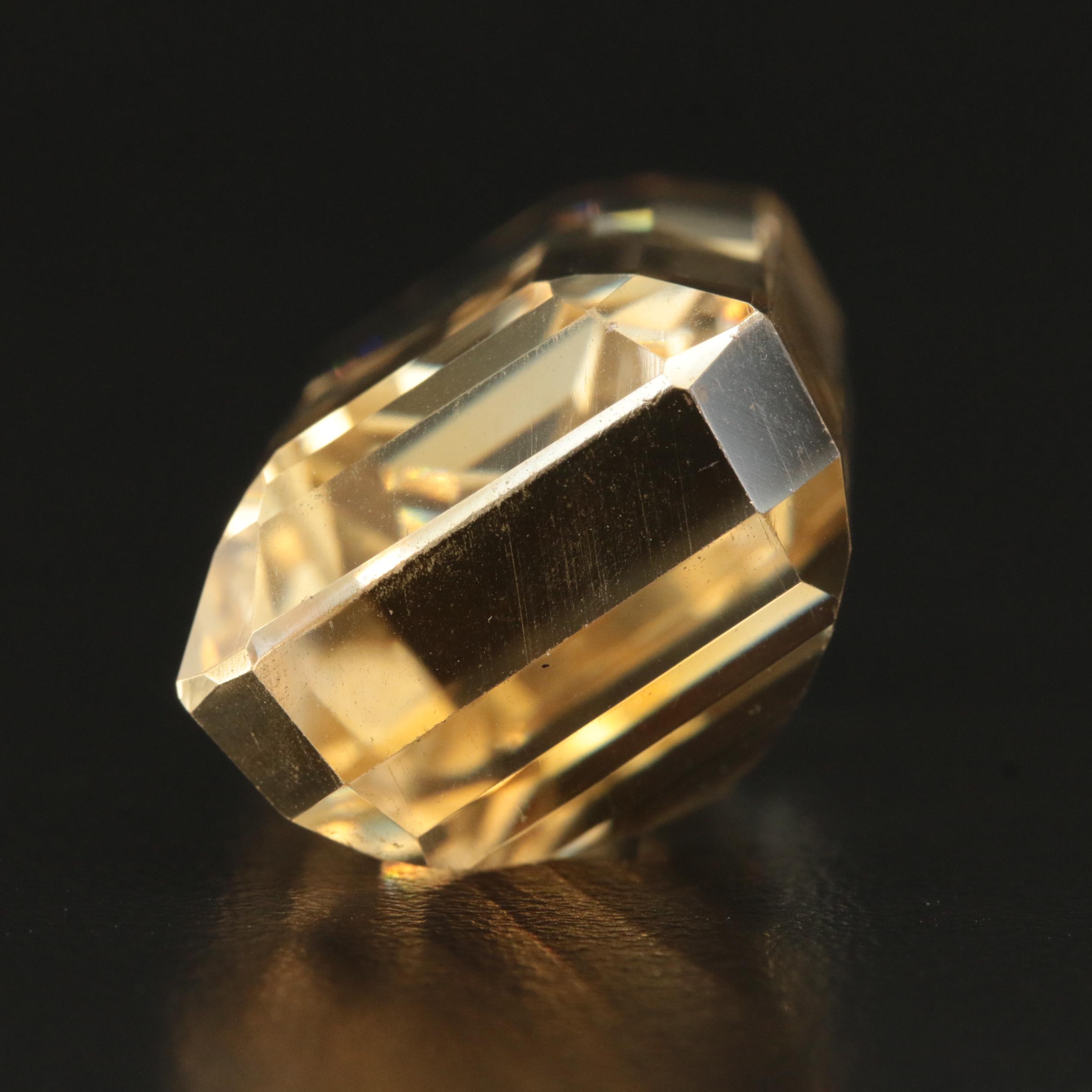 Loose 105.17 CT Cut Corner Rectangular Faceted Citrine