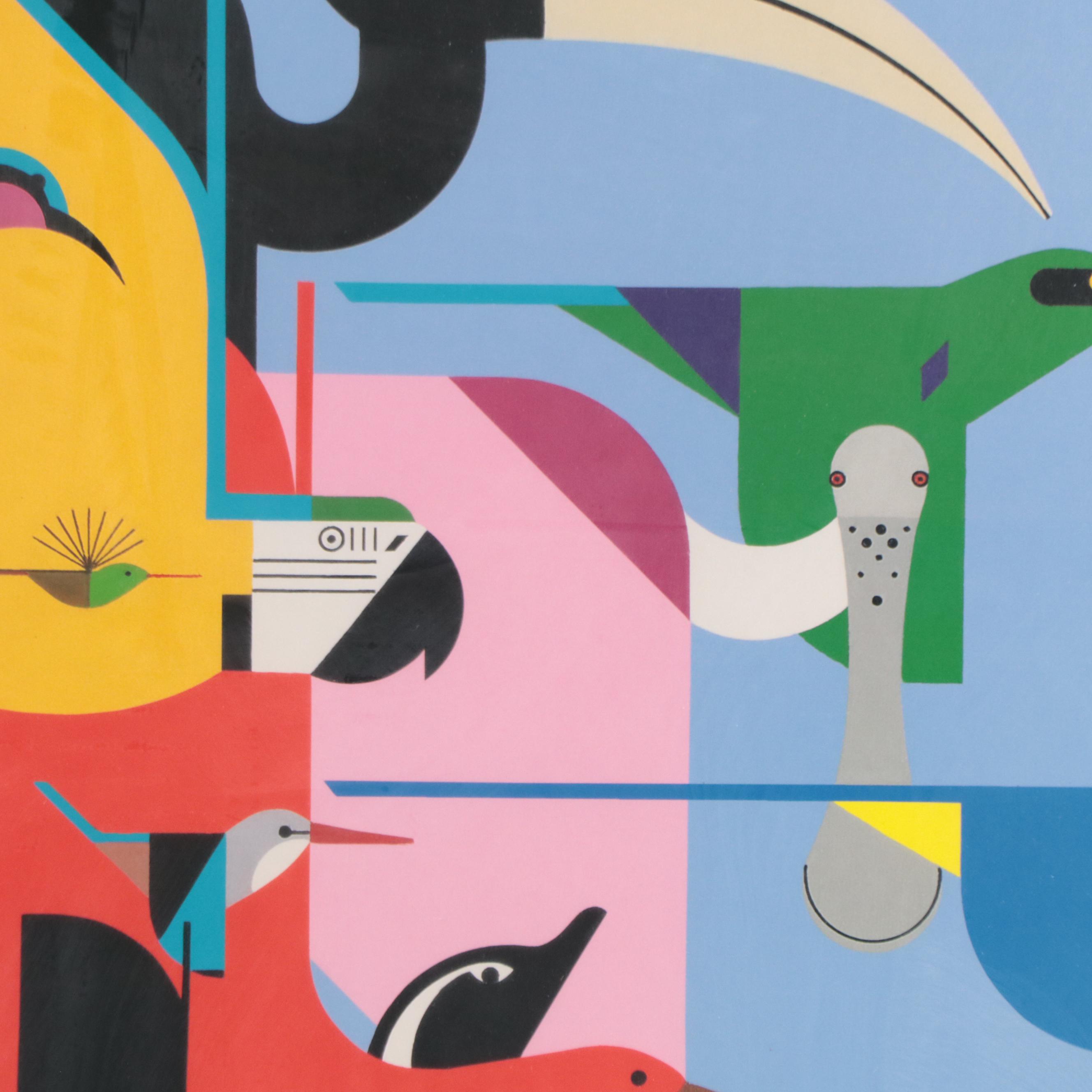 Cincinnati Zoo Poster After Charley Harper "Wings of the World," 1996