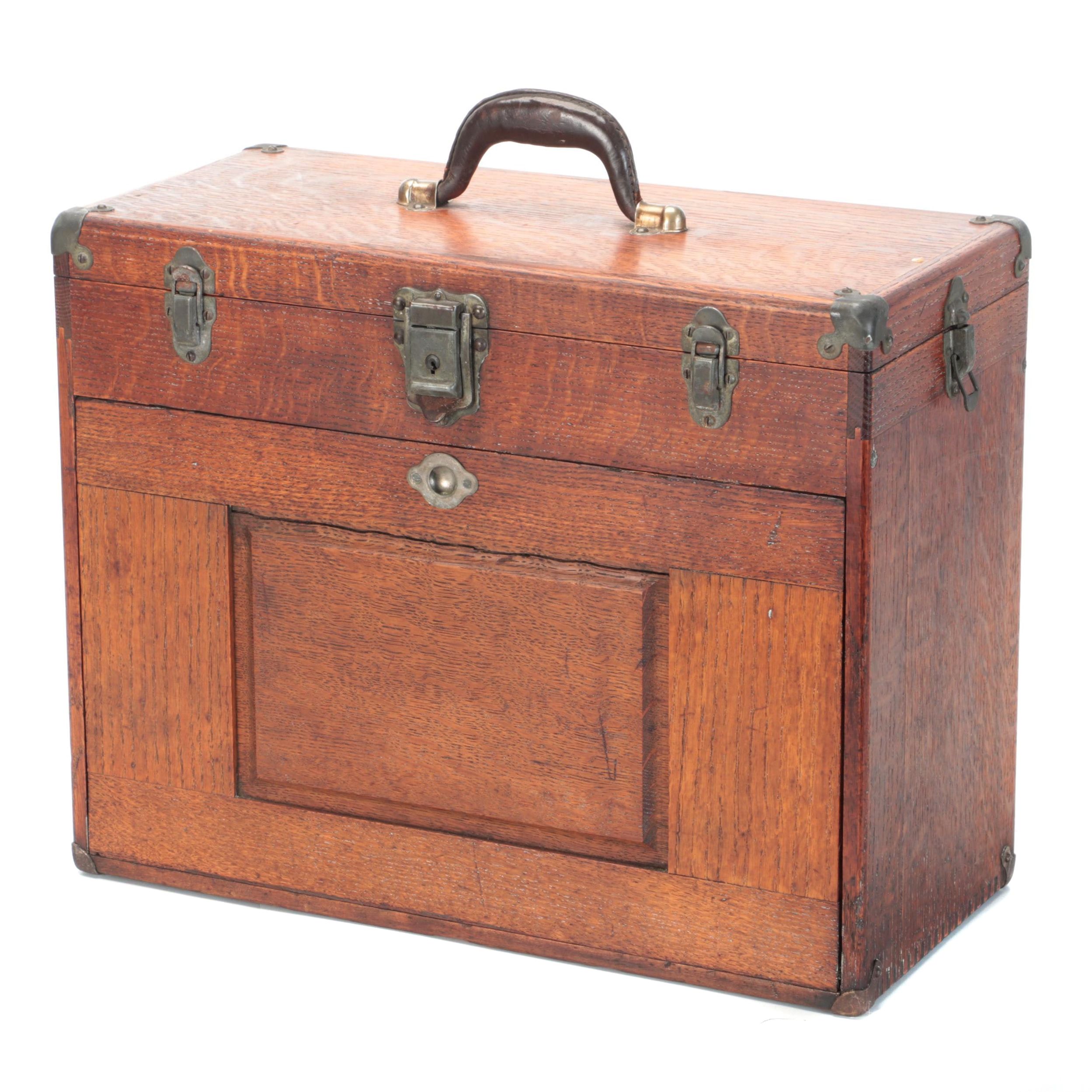 H. Gerstner & Sons Quartersawn Oak Machinist's Chest, 20th Century