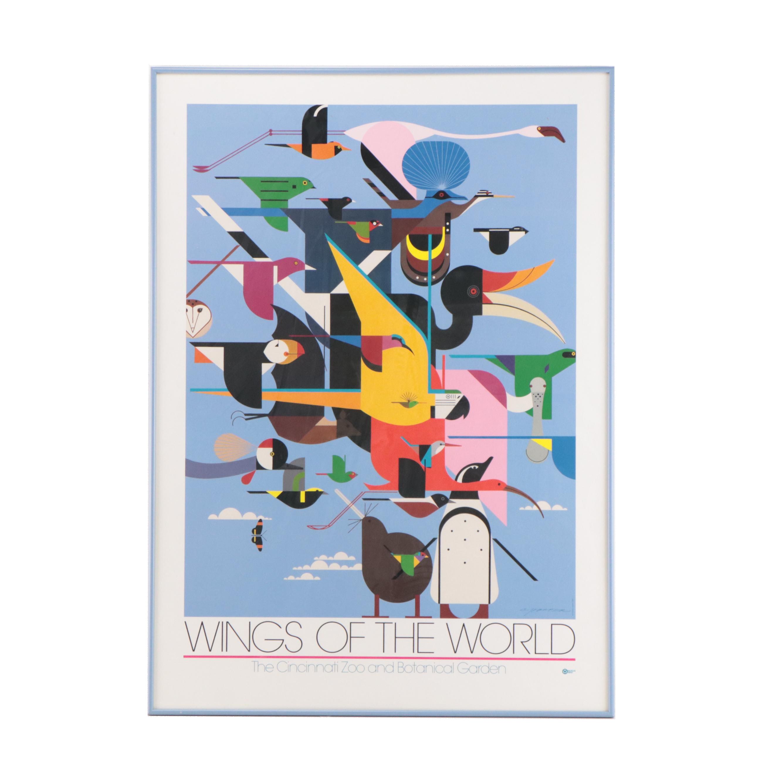 Cincinnati Zoo Poster After Charley Harper "Wings of the World," 1996