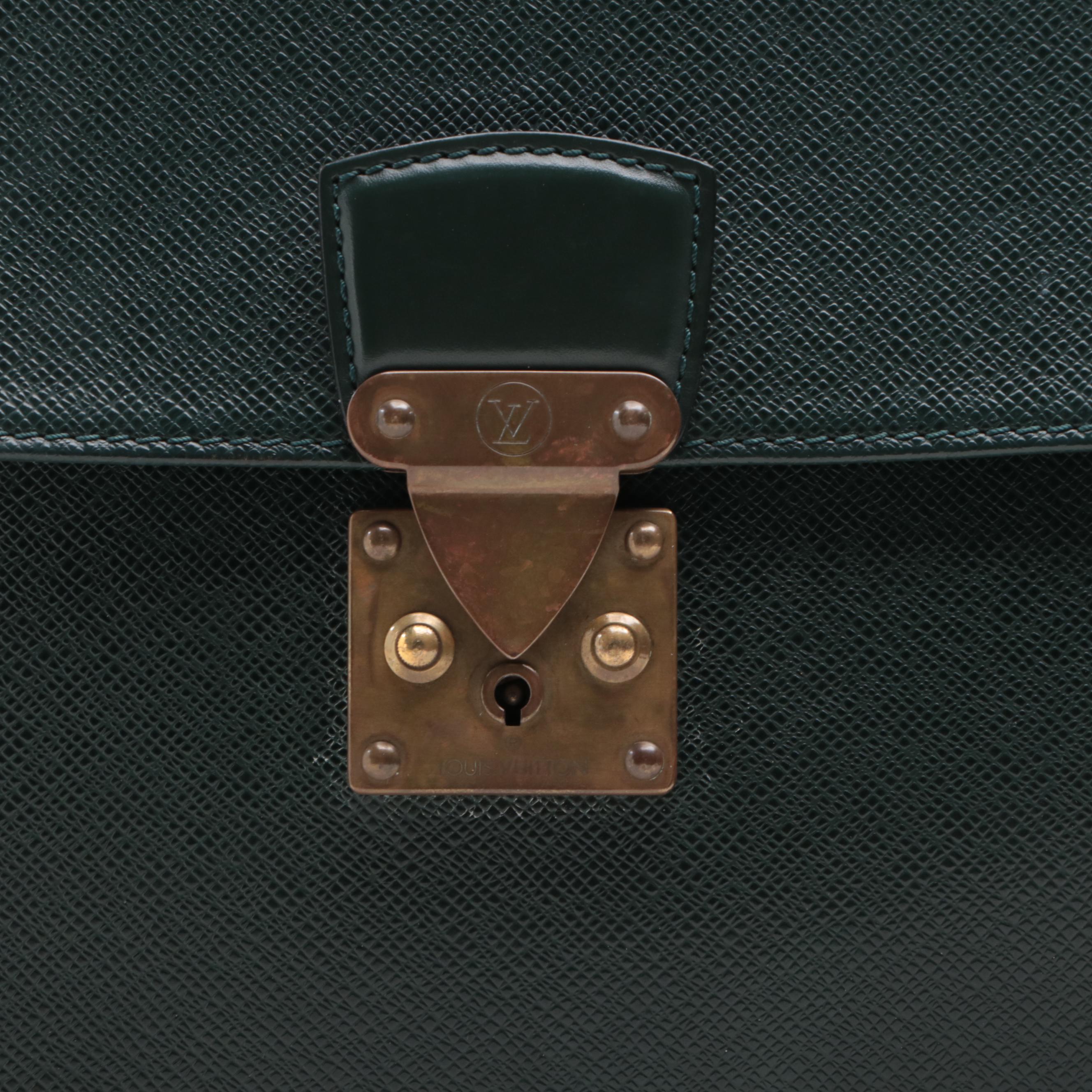 Louis Vuitton Robusto 1 Compartment Briefcase in Green Taïga Leather