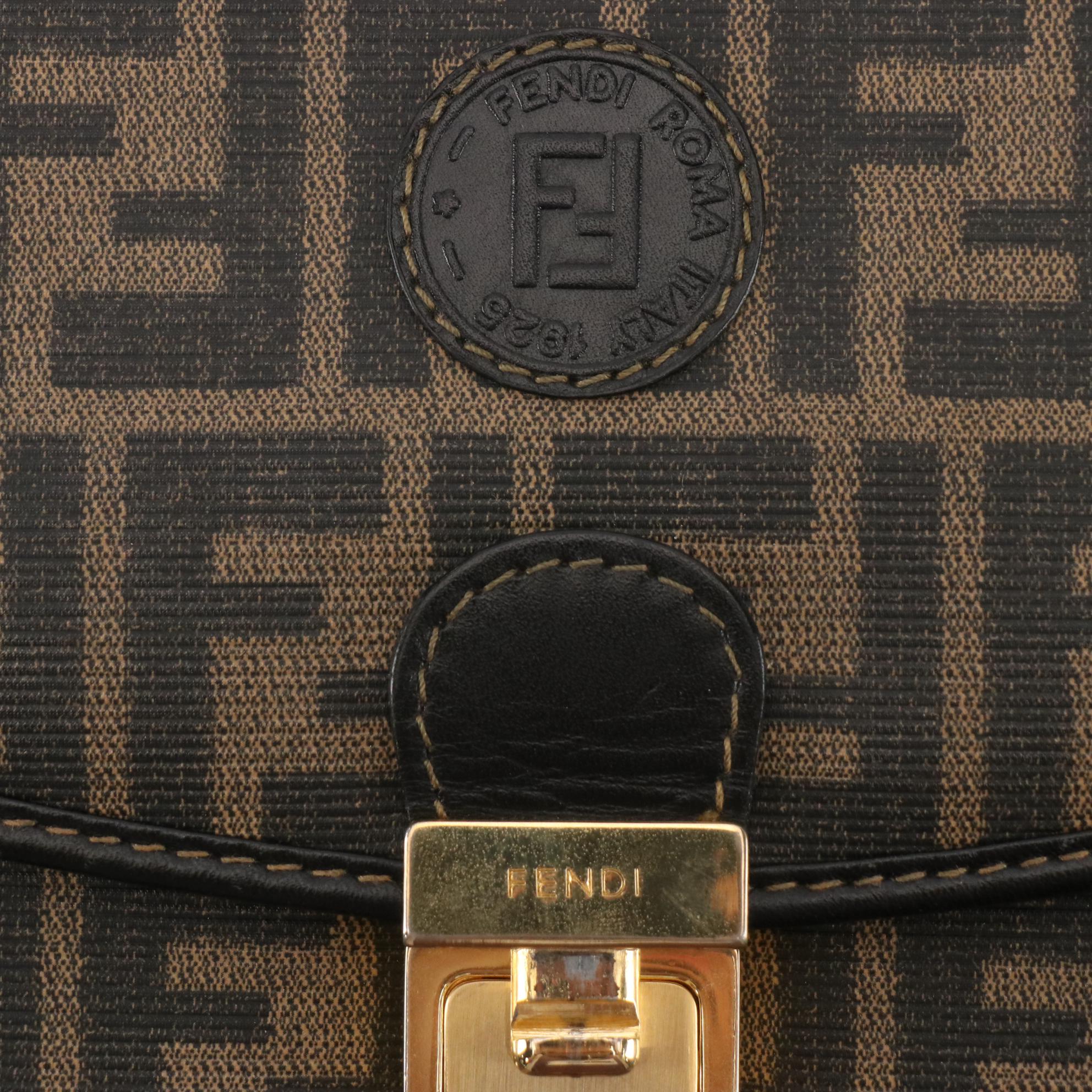 Fendi Double-Sided Locking Accordion Briefcase in Zucca Coated Canvas