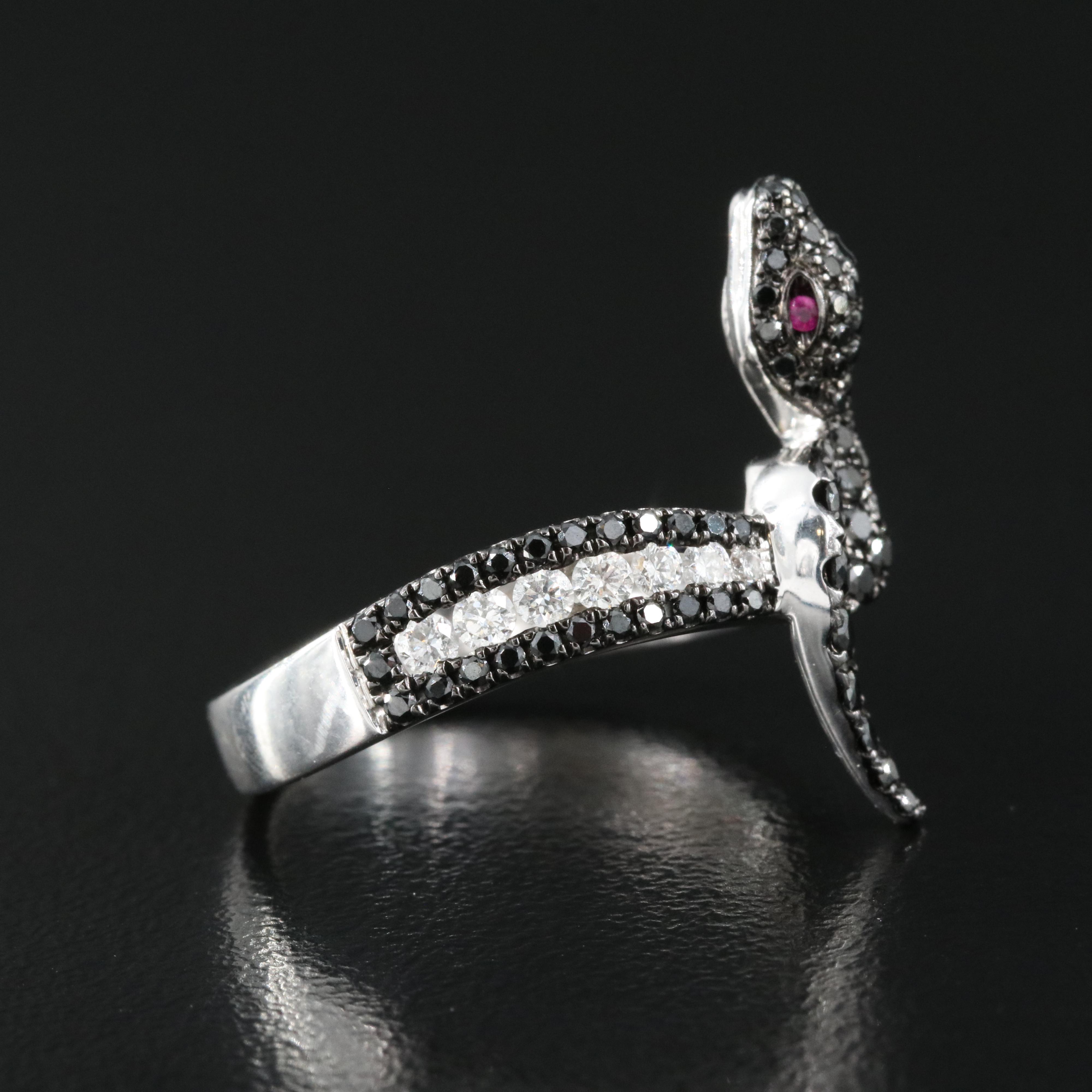 Roberto Coin 18K 0.75 CTW Diamond and Ruby Snake Ring