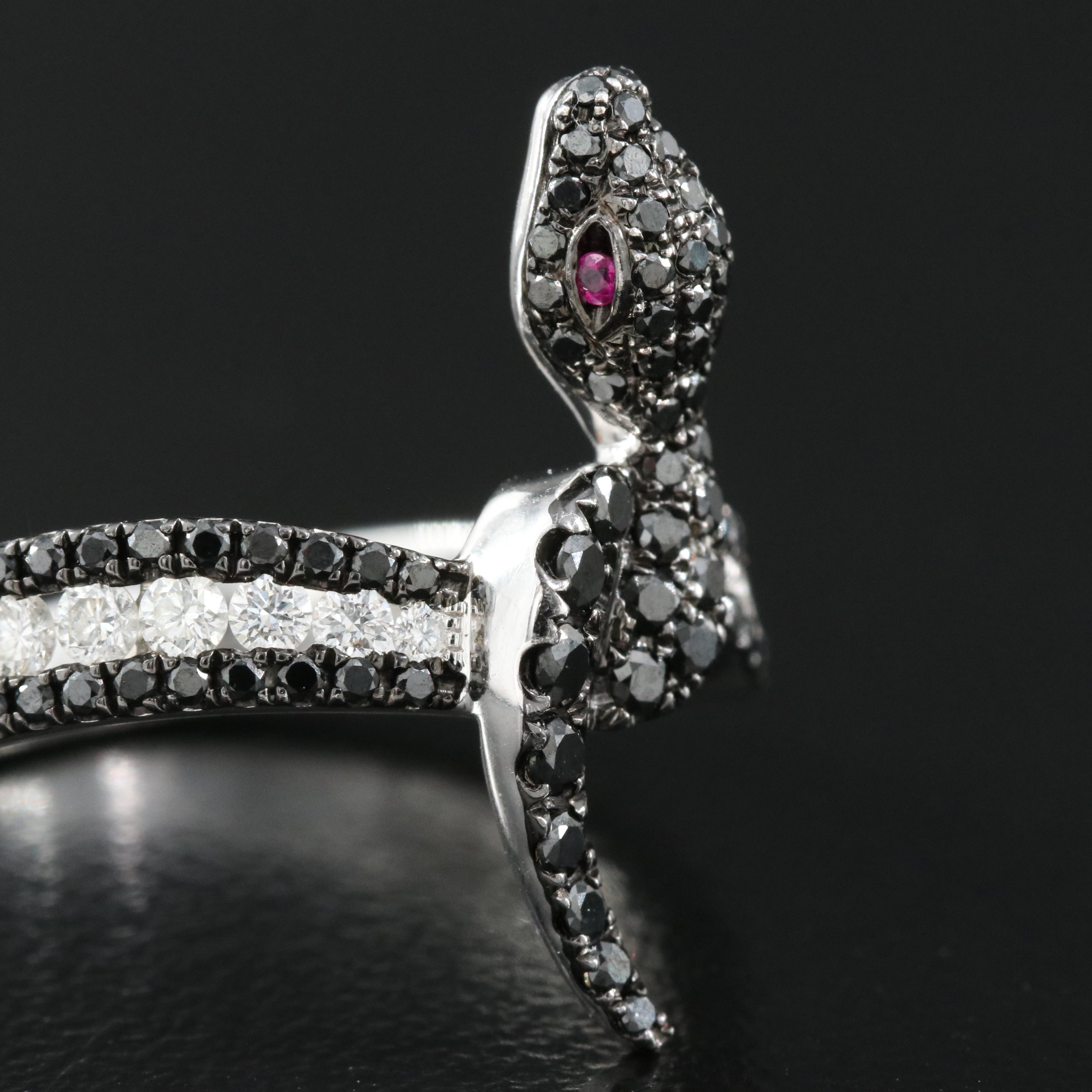 Roberto Coin 18K 0.75 CTW Diamond and Ruby Snake Ring